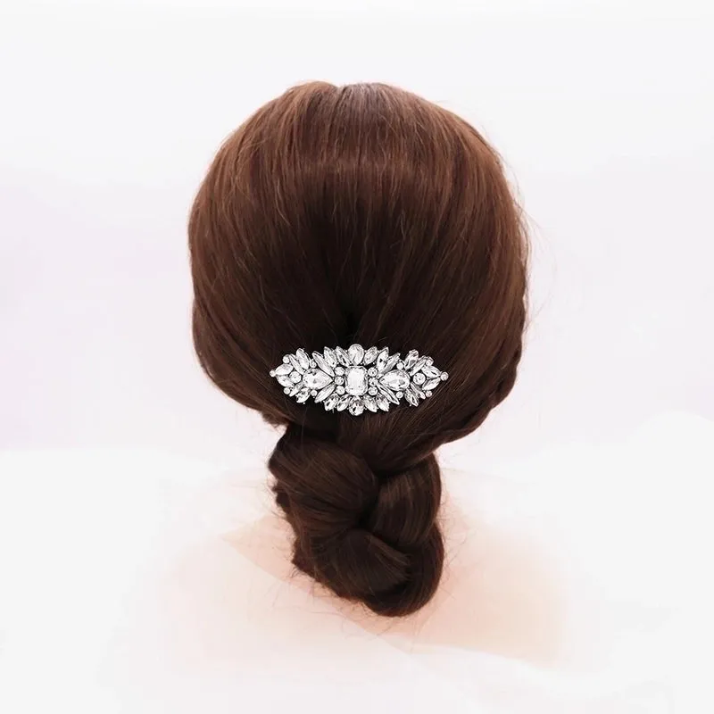 European Bride Wedding Headdress Retro Ethnic Style Horse Eye Glass Rhinestone Tuck Comb High-grade Alloy Hair Comb Updo Hair Accessories