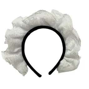 Fabric Pleated Lace Lolita Cosplay Maid Headband - White (Style 2)