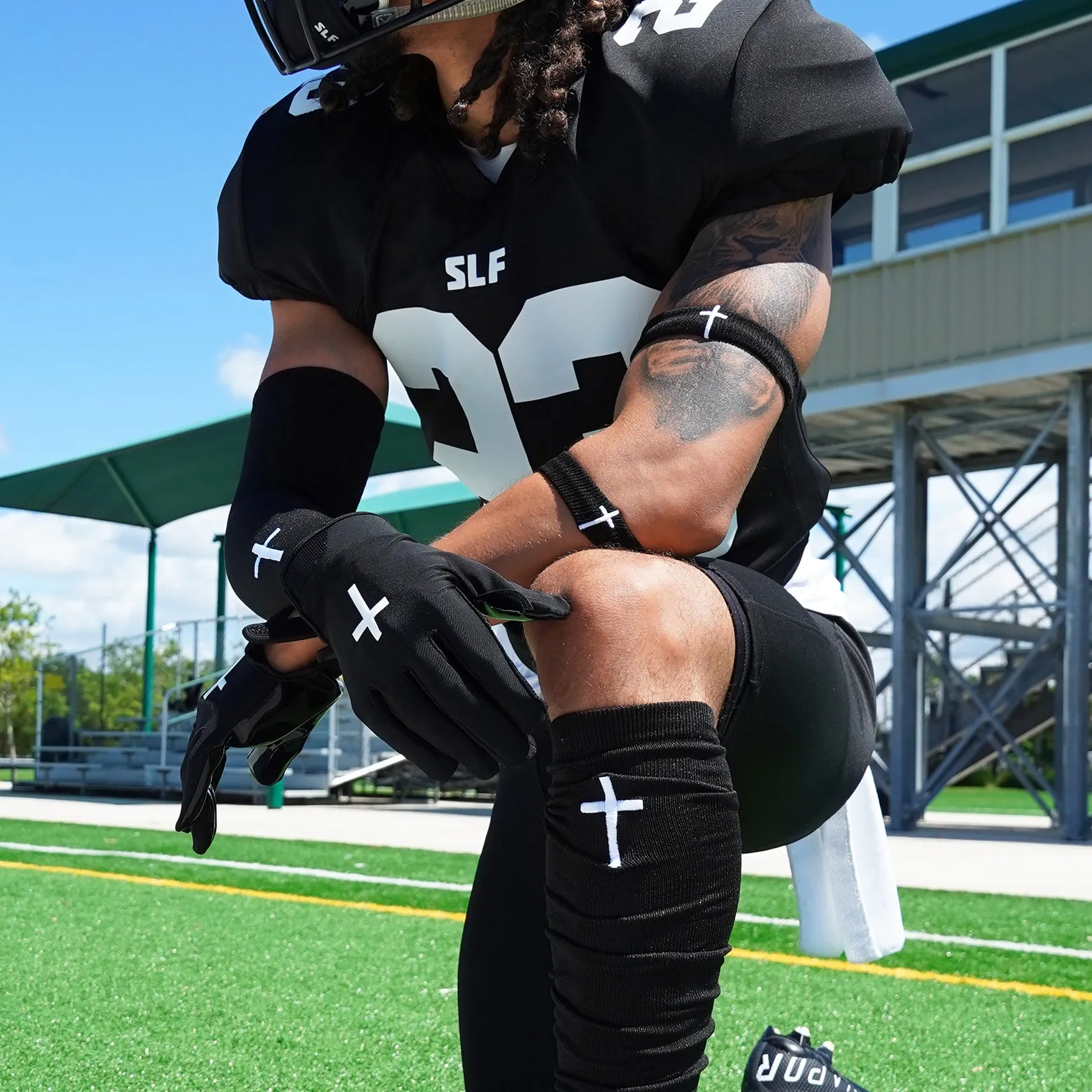 Faith Cross Black Drip Bicep Bands