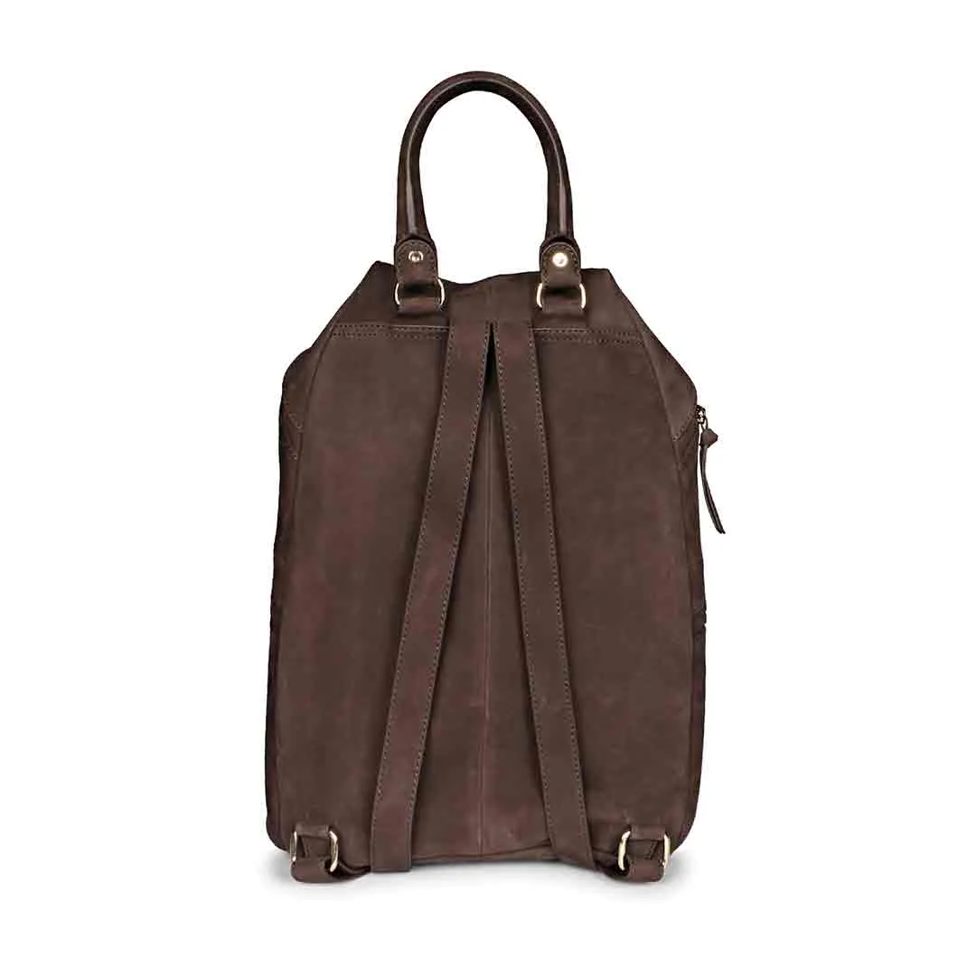 Favore Brown Suede Leather Oversized Structured Backpacks