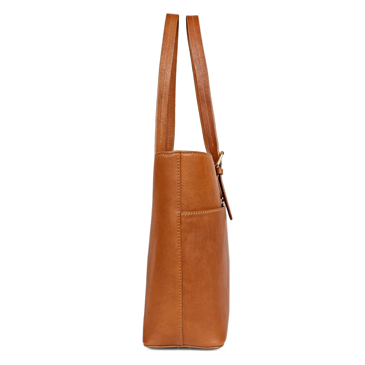 Favore Womens Tan Leather Structured Shoulder Bag