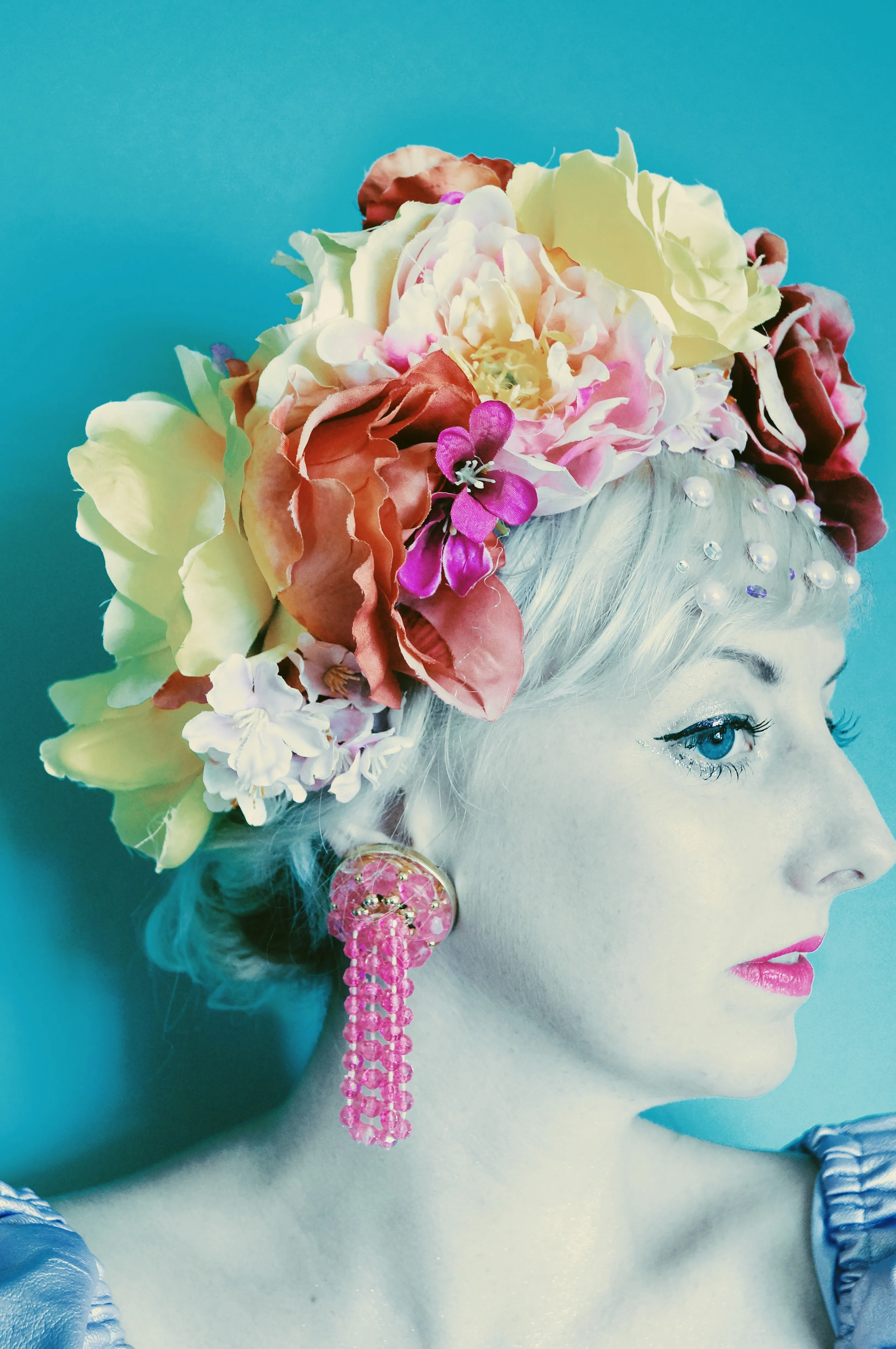 Floral Party pink, Yellow, White Reversible Headdress /flower Crown