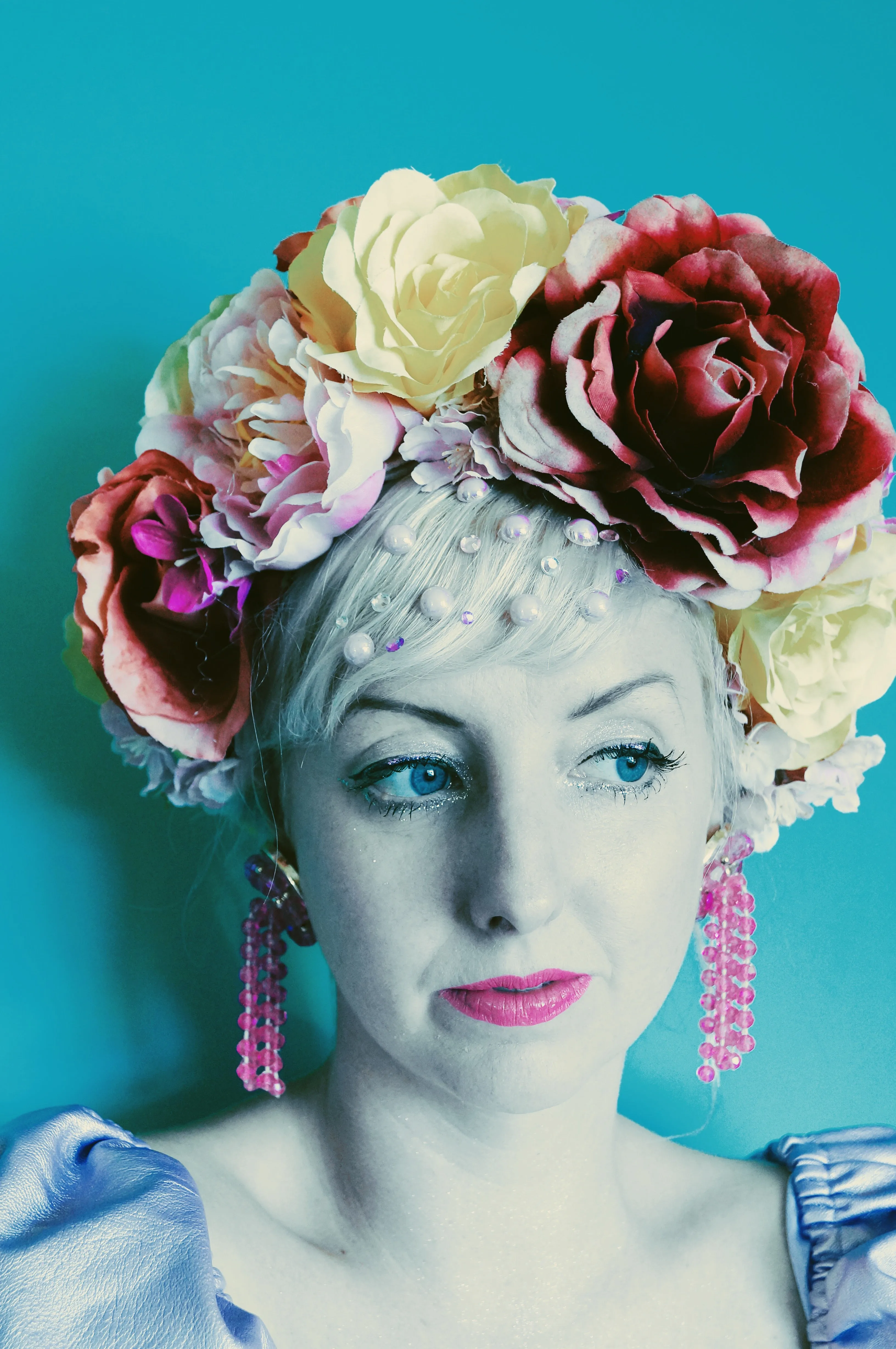 Floral Party pink, Yellow, White Reversible Headdress /flower Crown