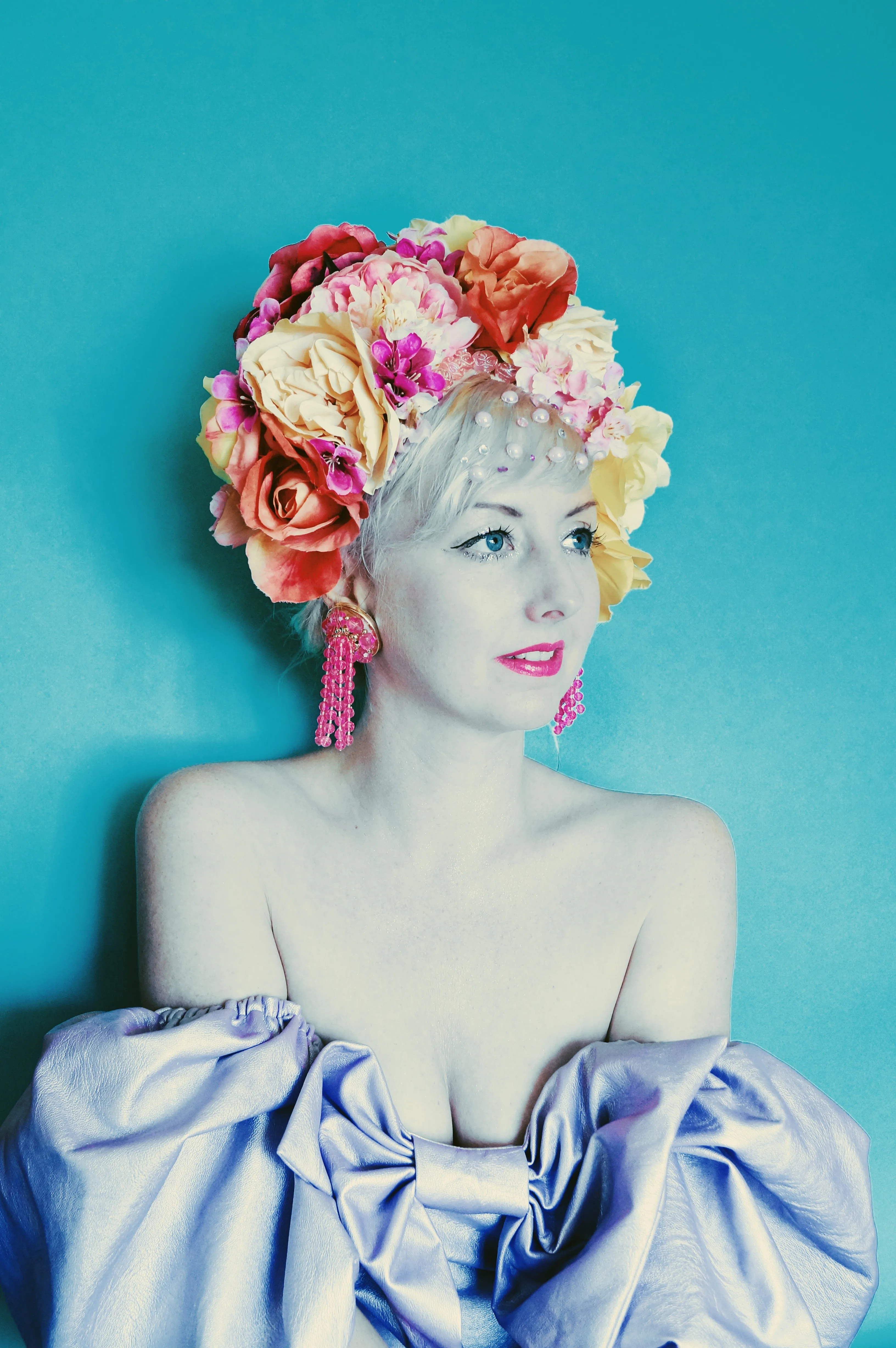 Floral Party pink, Yellow, White Reversible Headdress /flower Crown