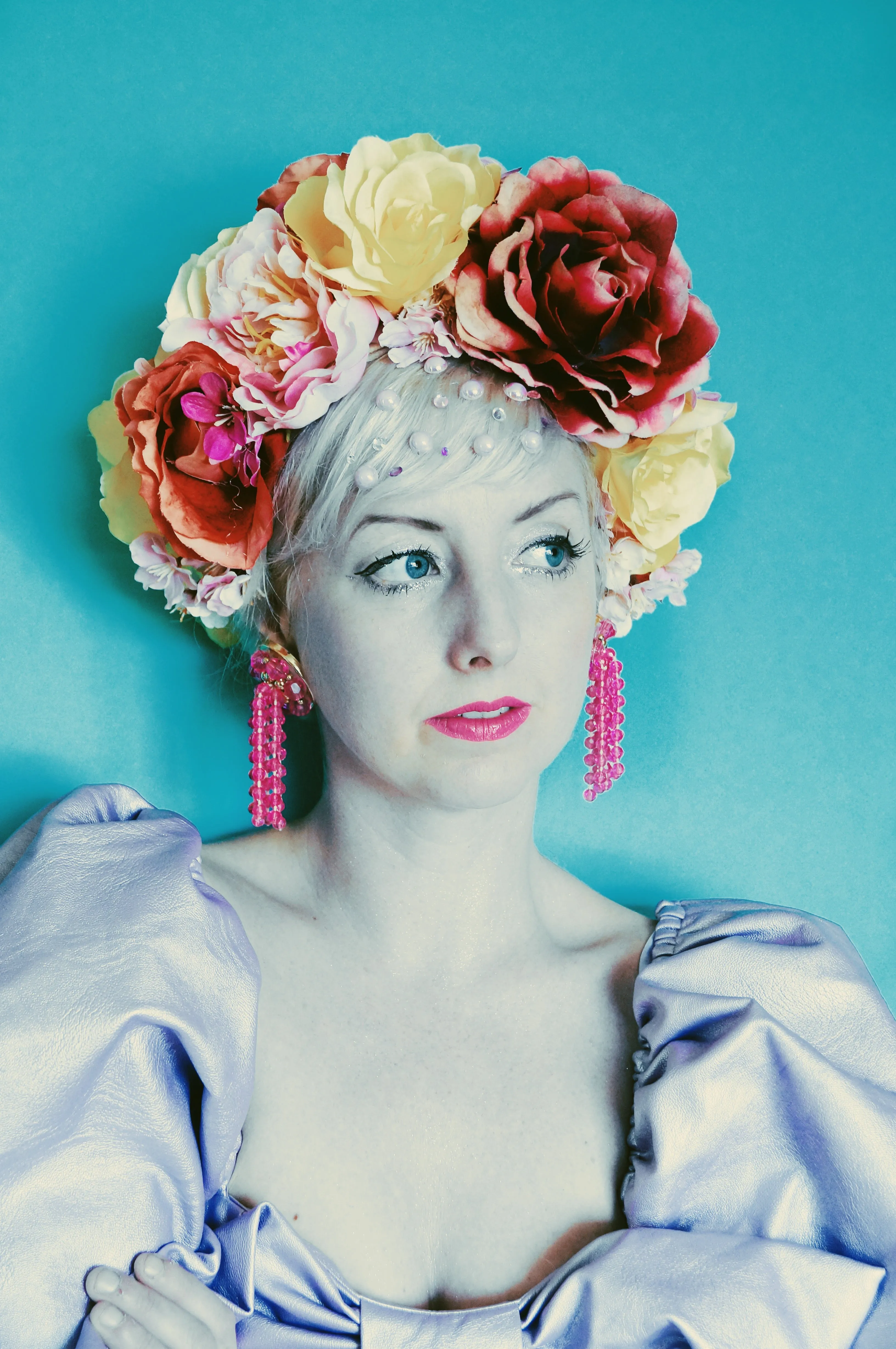 Floral Party pink, Yellow, White Reversible Headdress /flower Crown