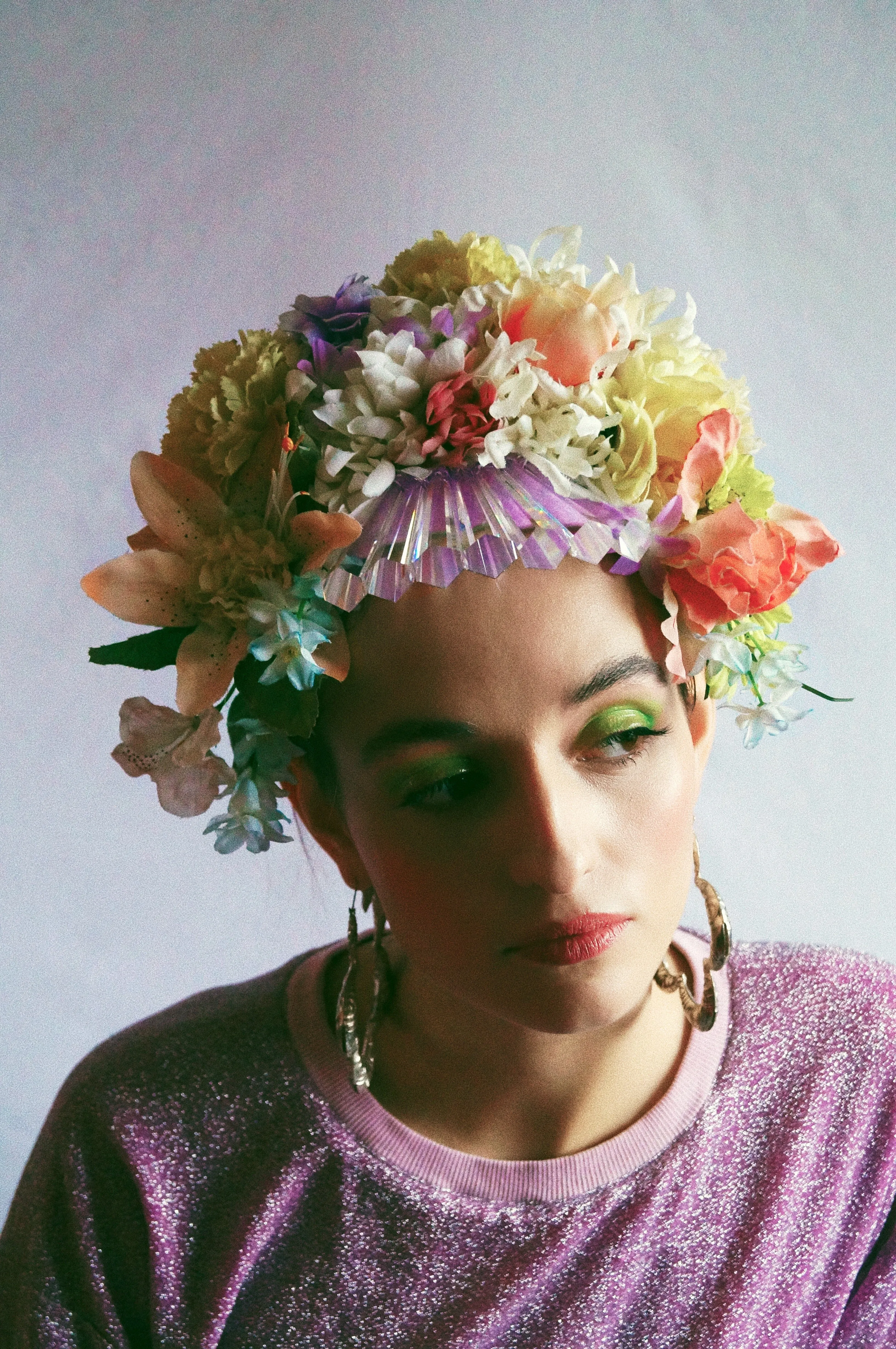 Floral swarovski crystal pastel flower headpiece