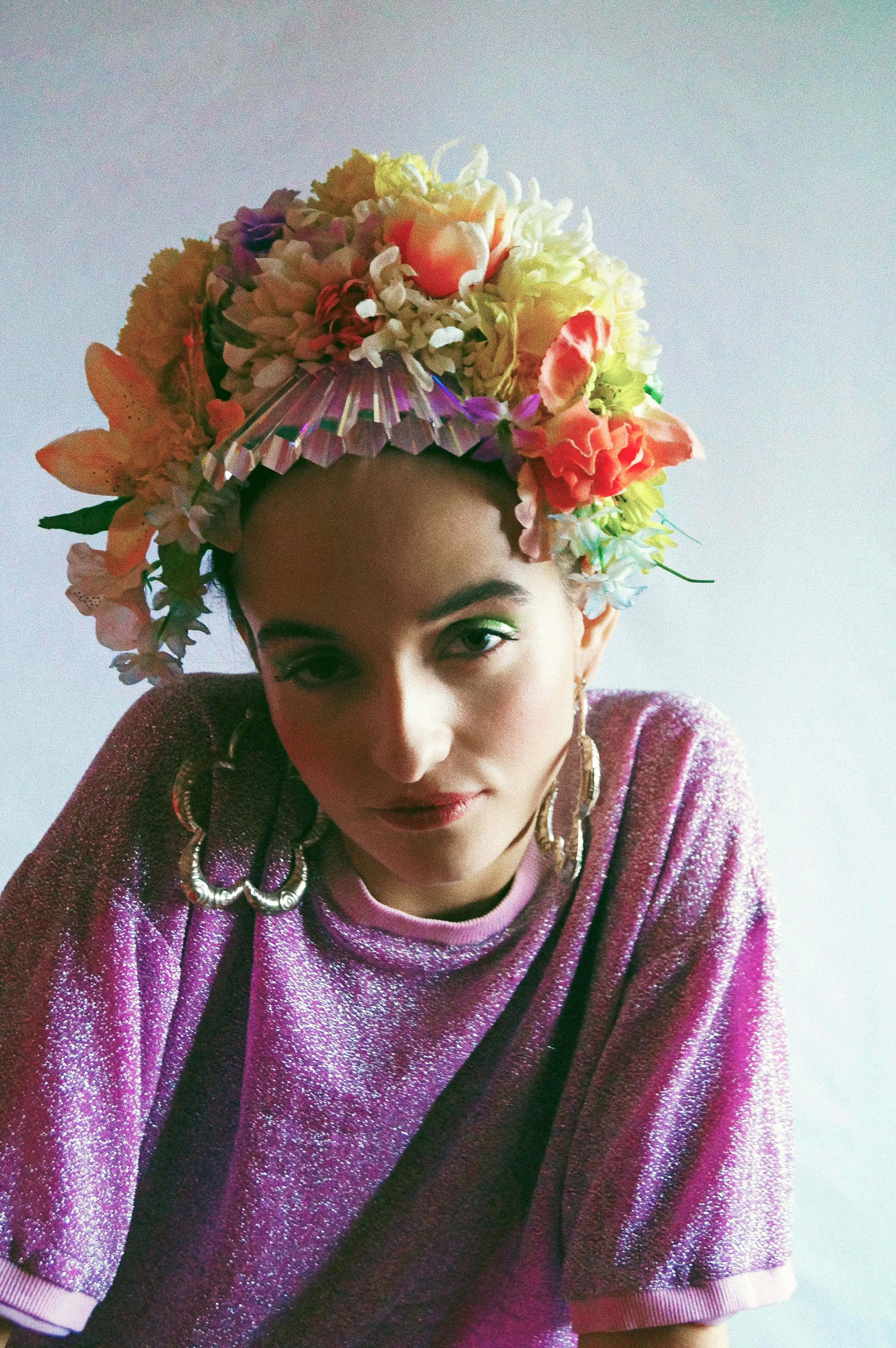 Floral swarovski crystal pastel flower headpiece