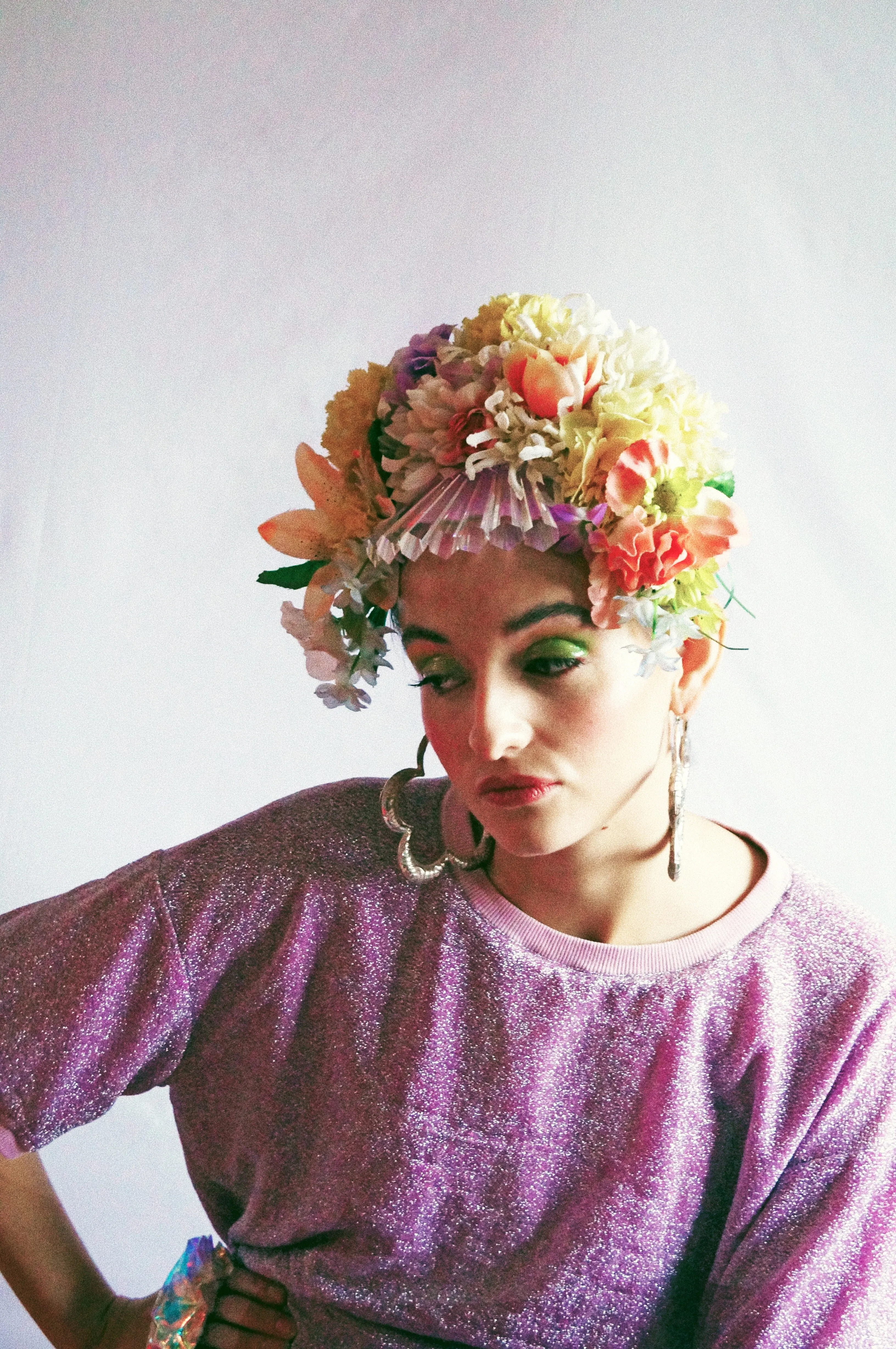 Floral swarovski crystal pastel flower headpiece