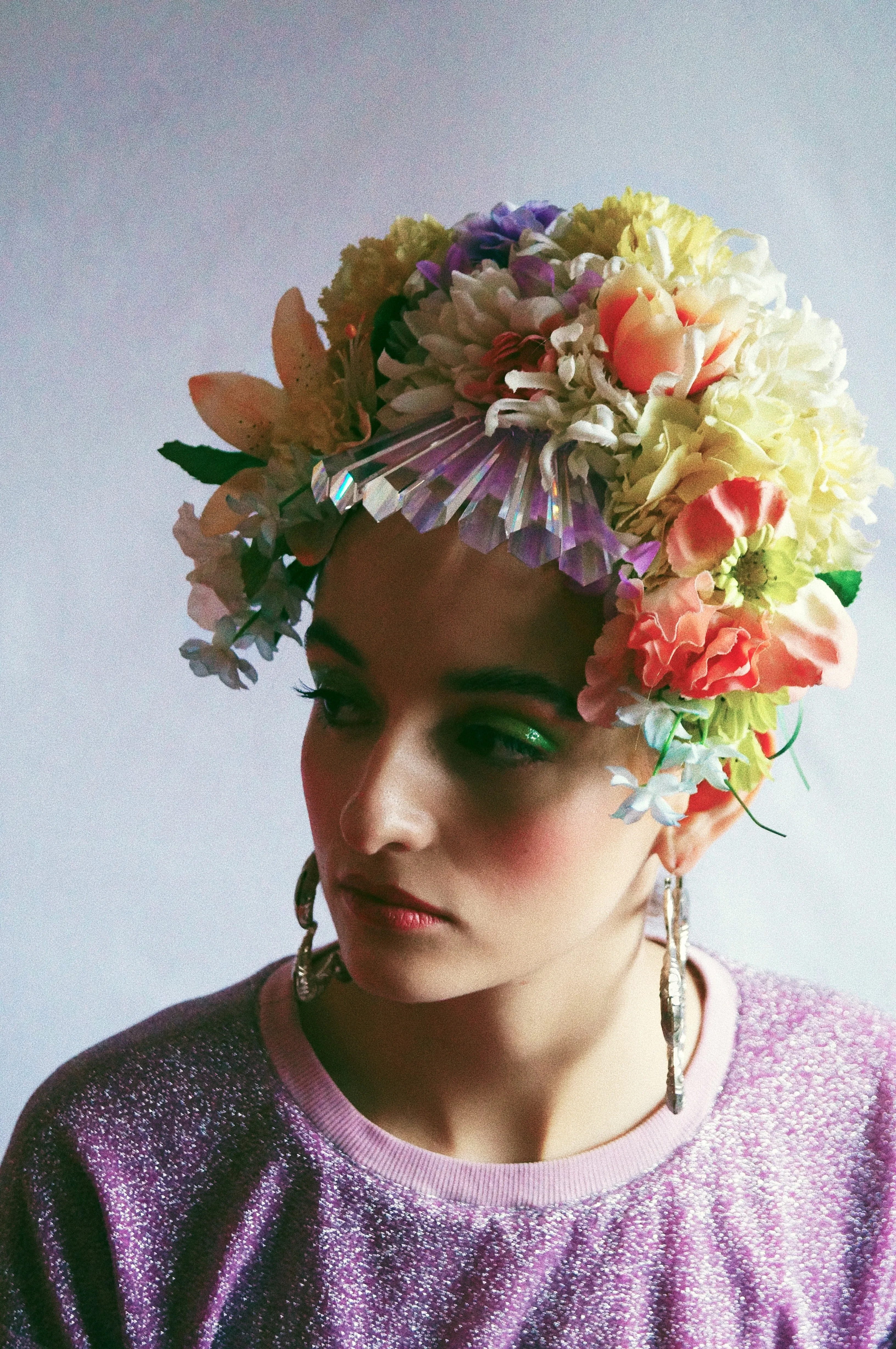 Floral swarovski crystal pastel flower headpiece