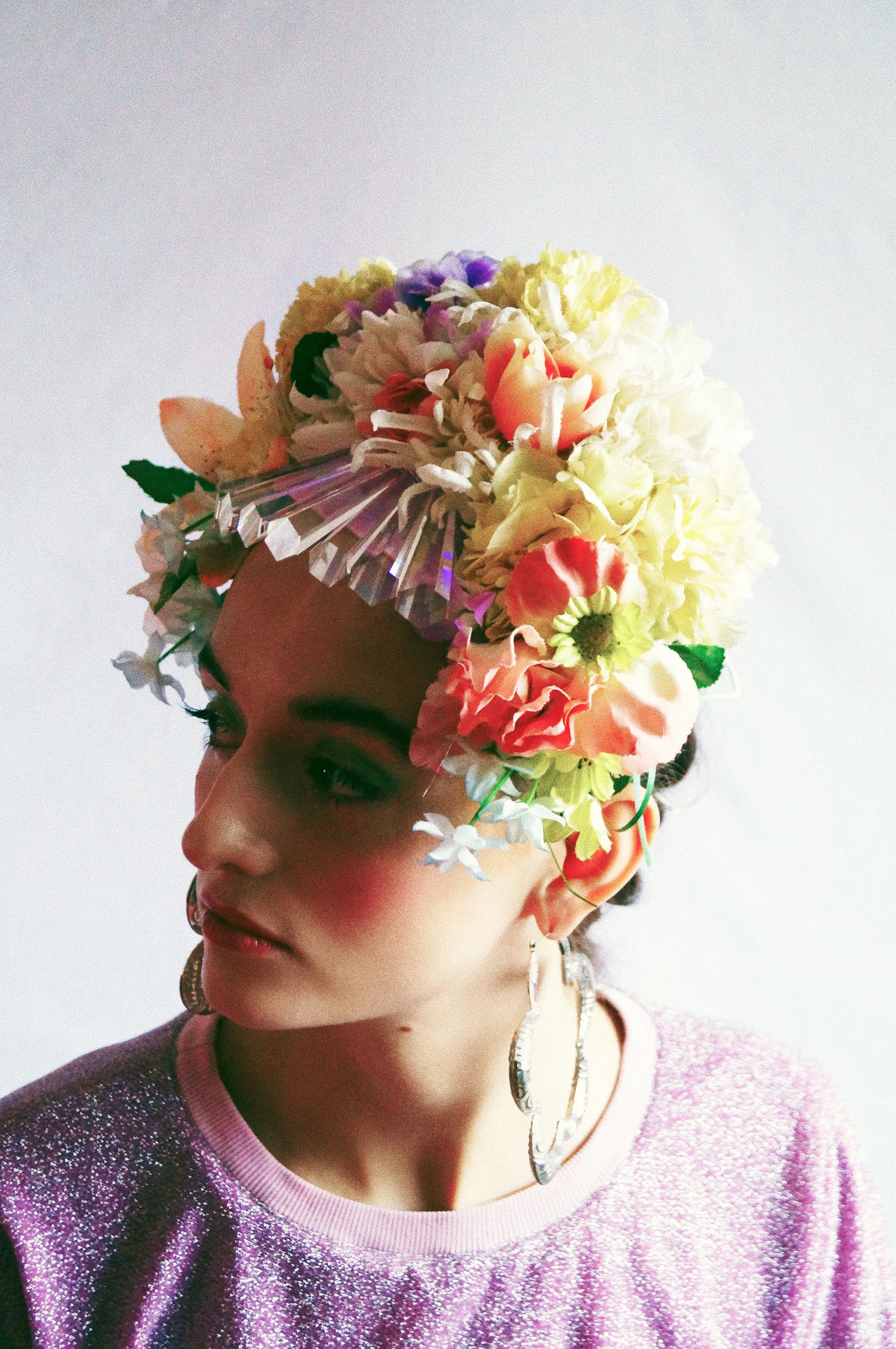 Floral swarovski crystal pastel flower headpiece