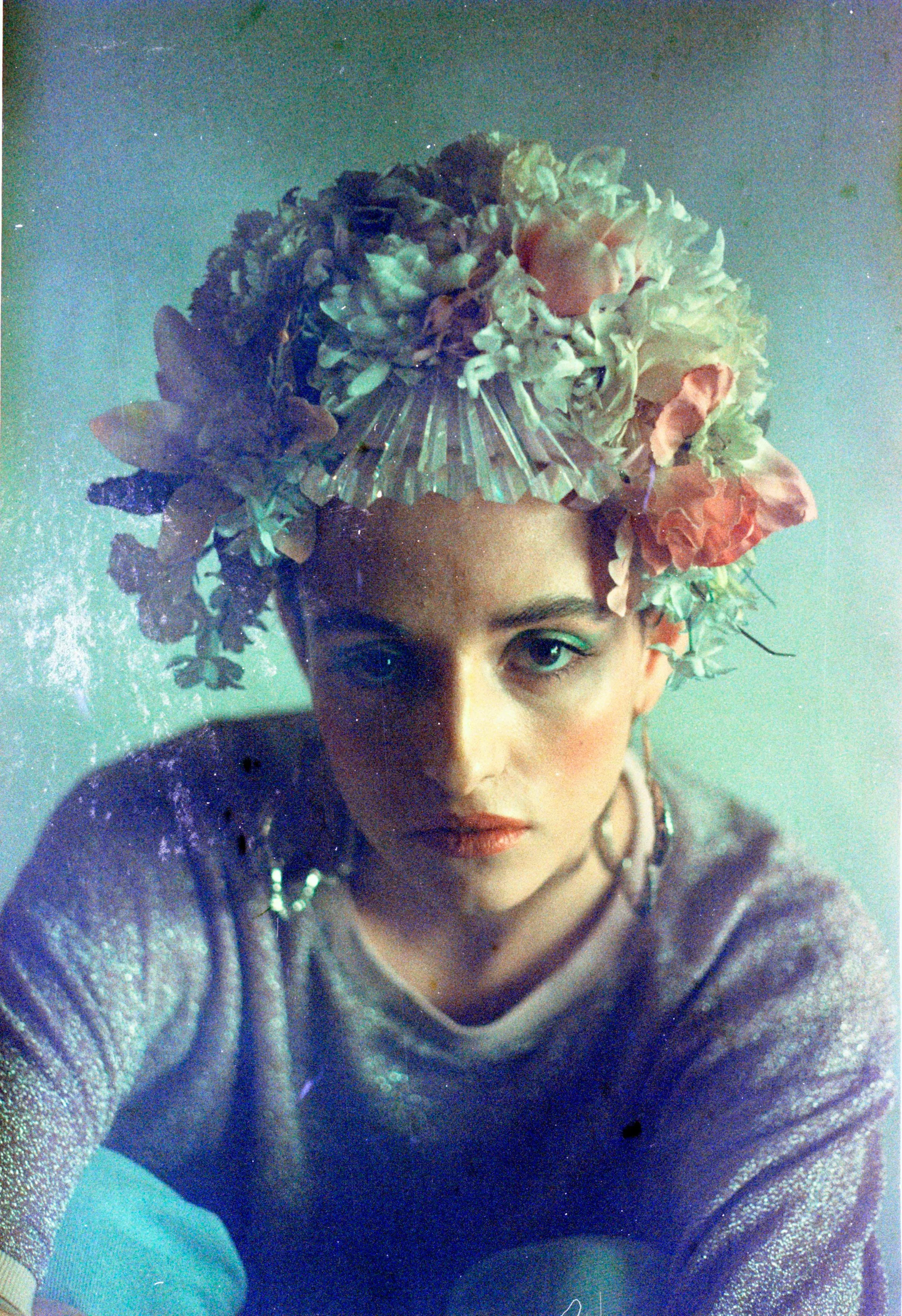 Floral swarovski crystal pastel flower headpiece