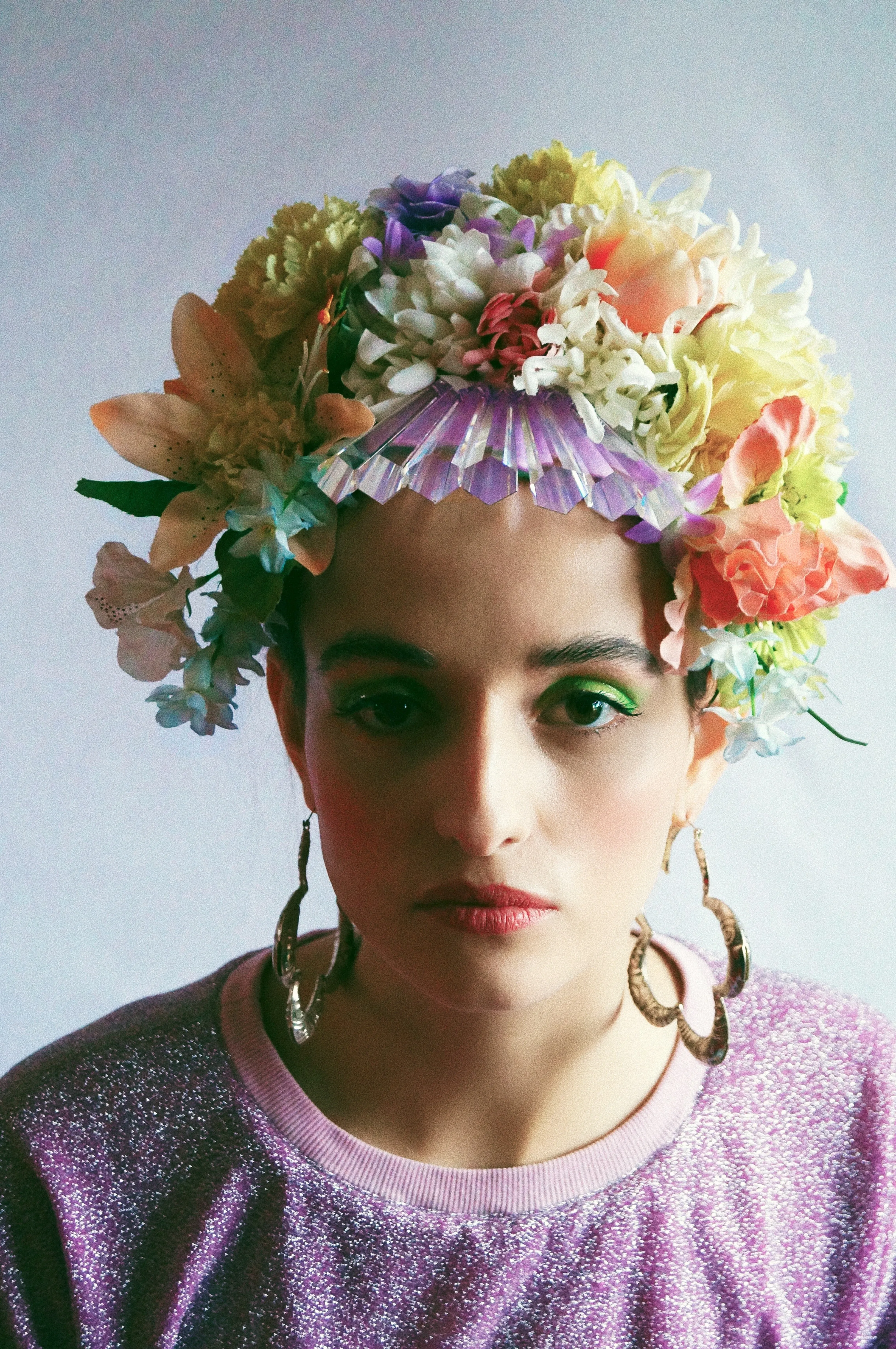 Floral swarovski crystal pastel flower headpiece