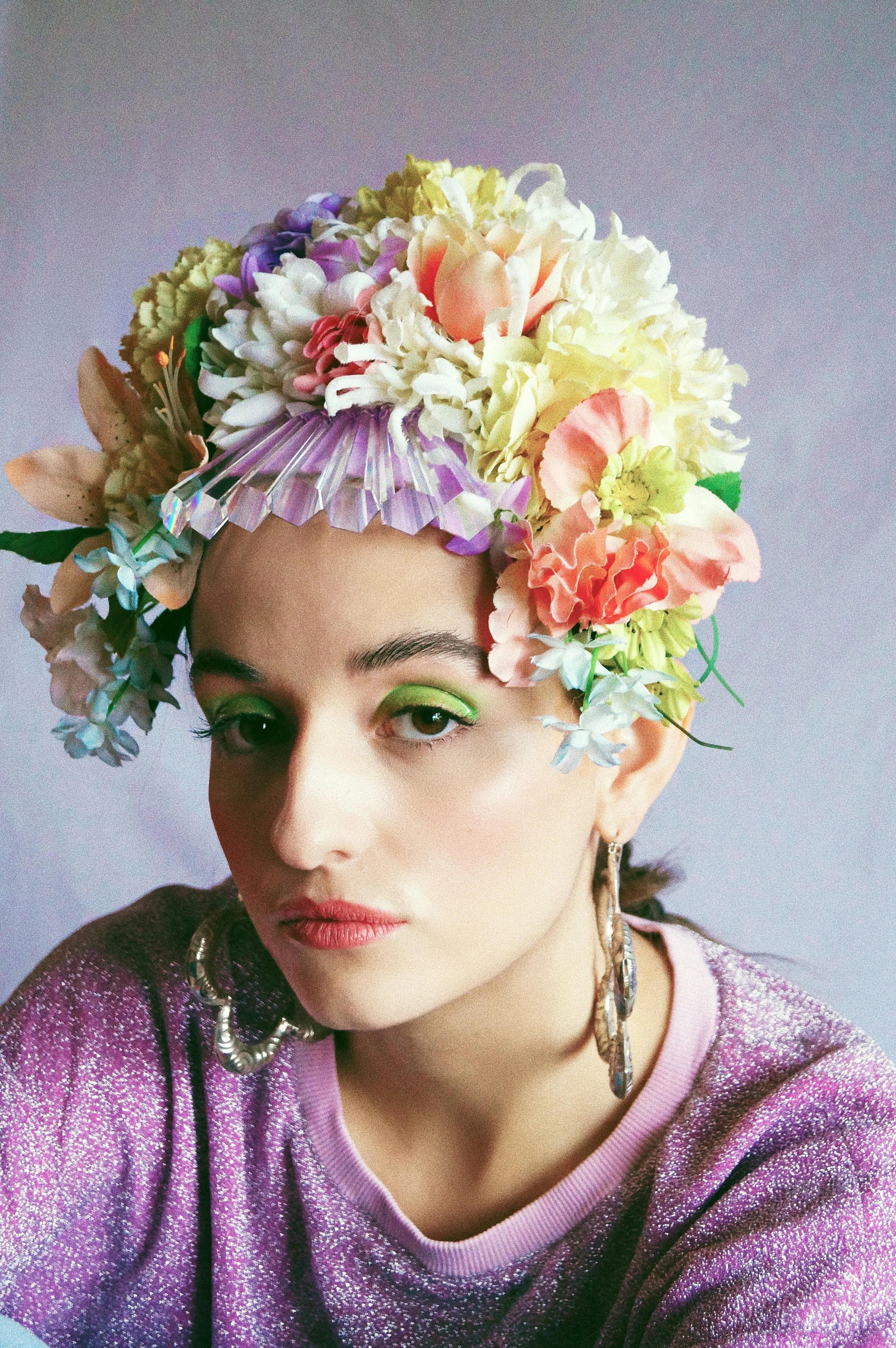 Floral swarovski crystal pastel flower headpiece