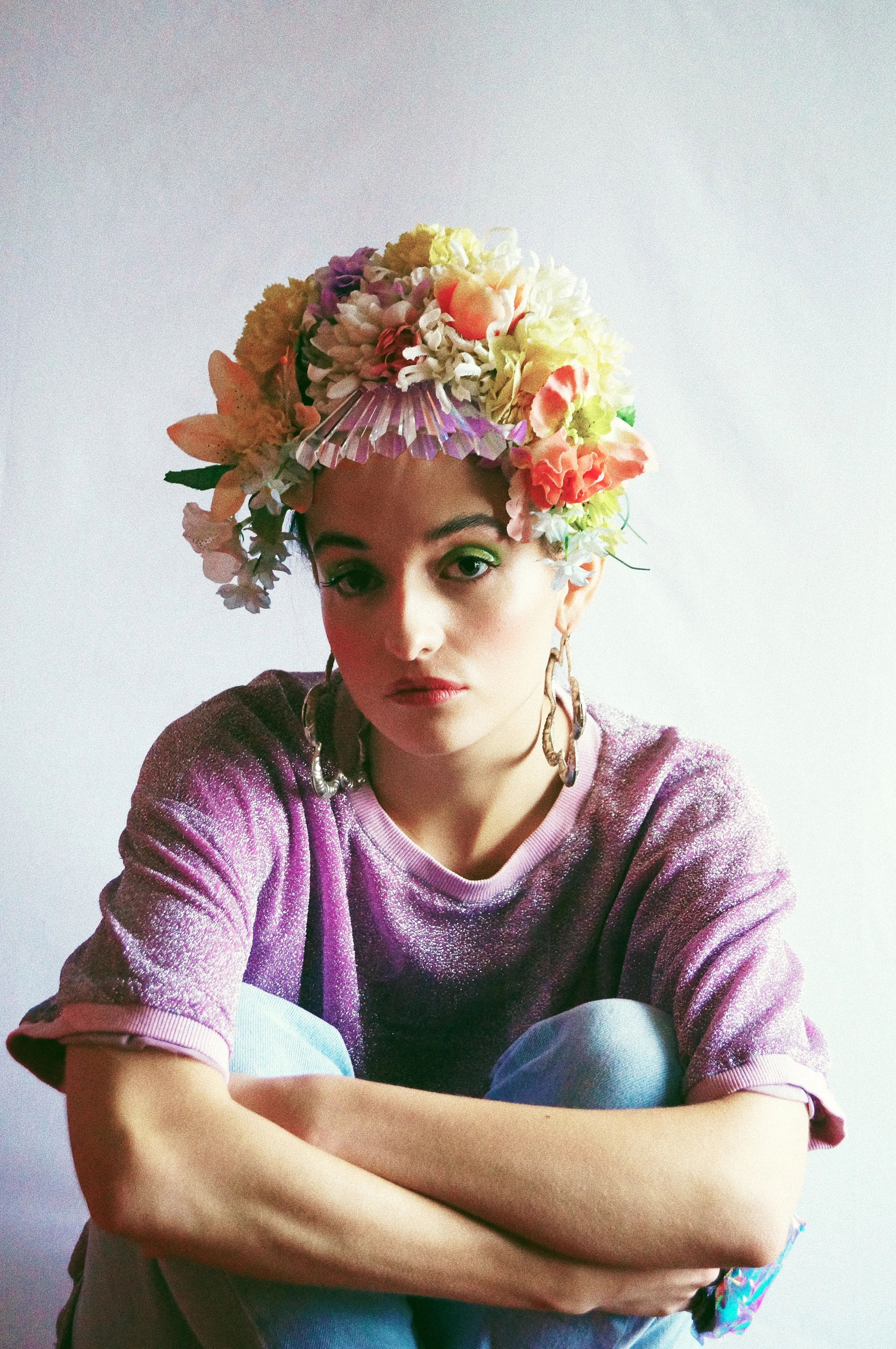 Floral swarovski crystal pastel flower headpiece