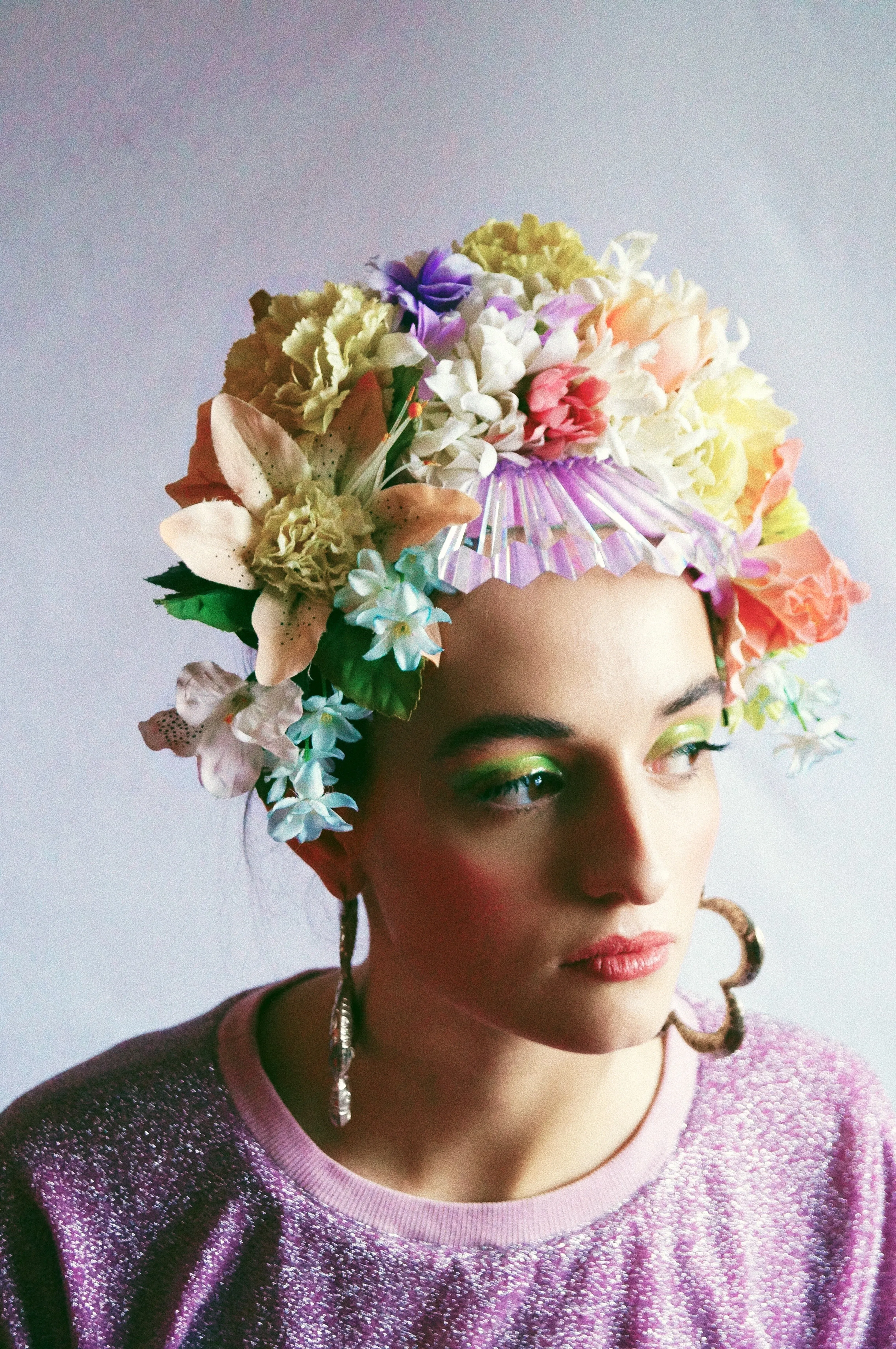Floral swarovski crystal pastel flower headpiece