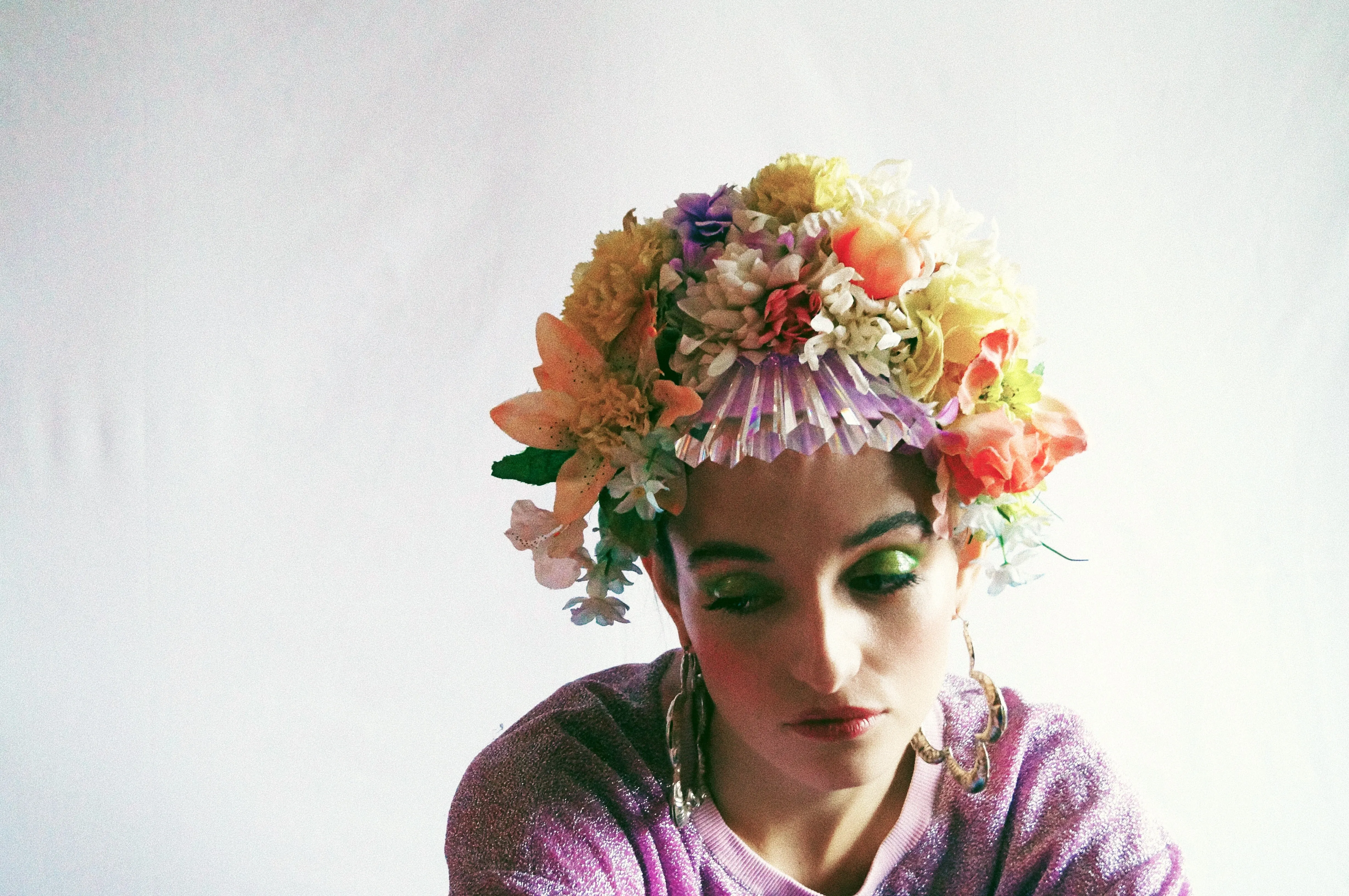 Floral swarovski crystal pastel flower headpiece