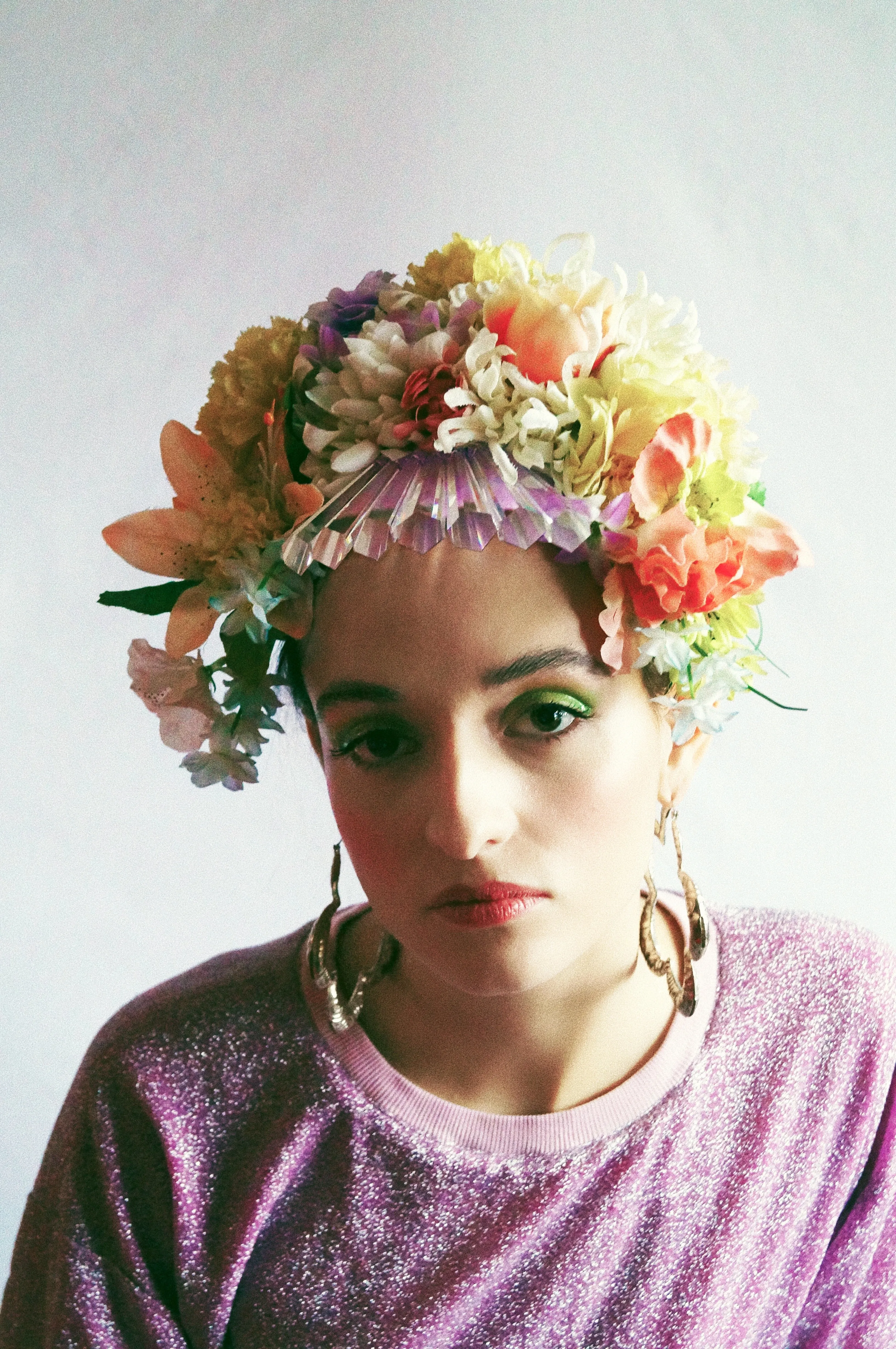 Floral swarovski crystal pastel flower headpiece