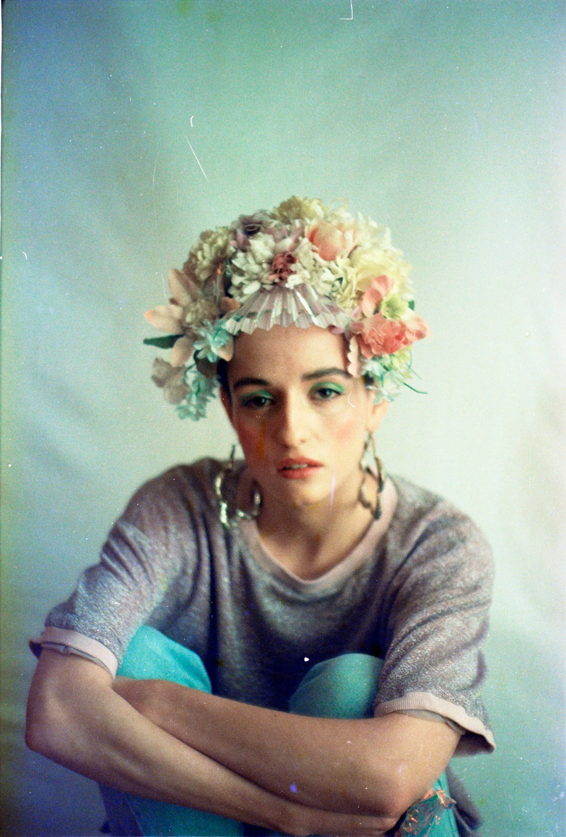 Floral swarovski crystal pastel flower headpiece