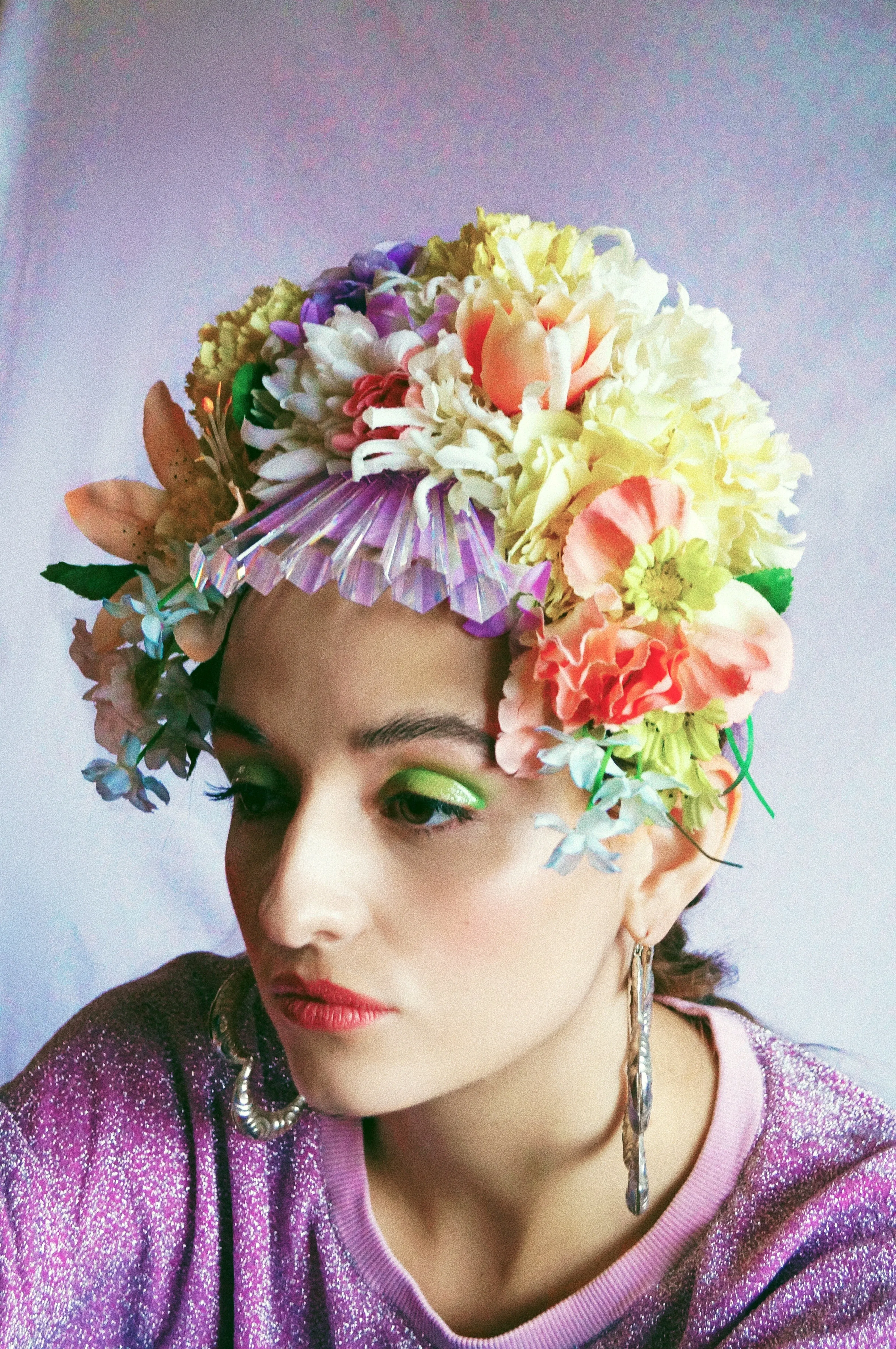 Floral swarovski crystal pastel flower headpiece