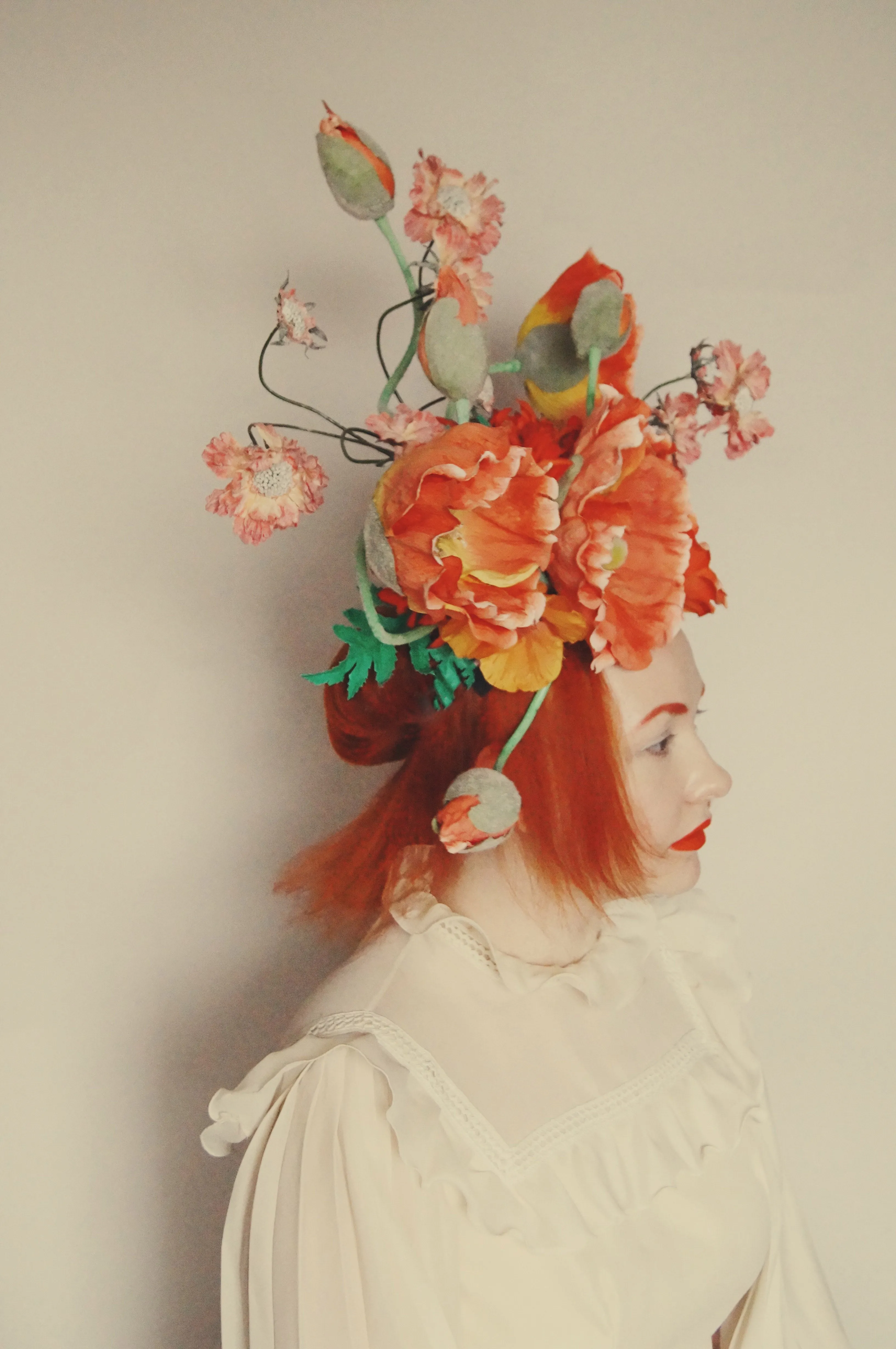 Flower Crown, Headdress, orange, Poppies,
