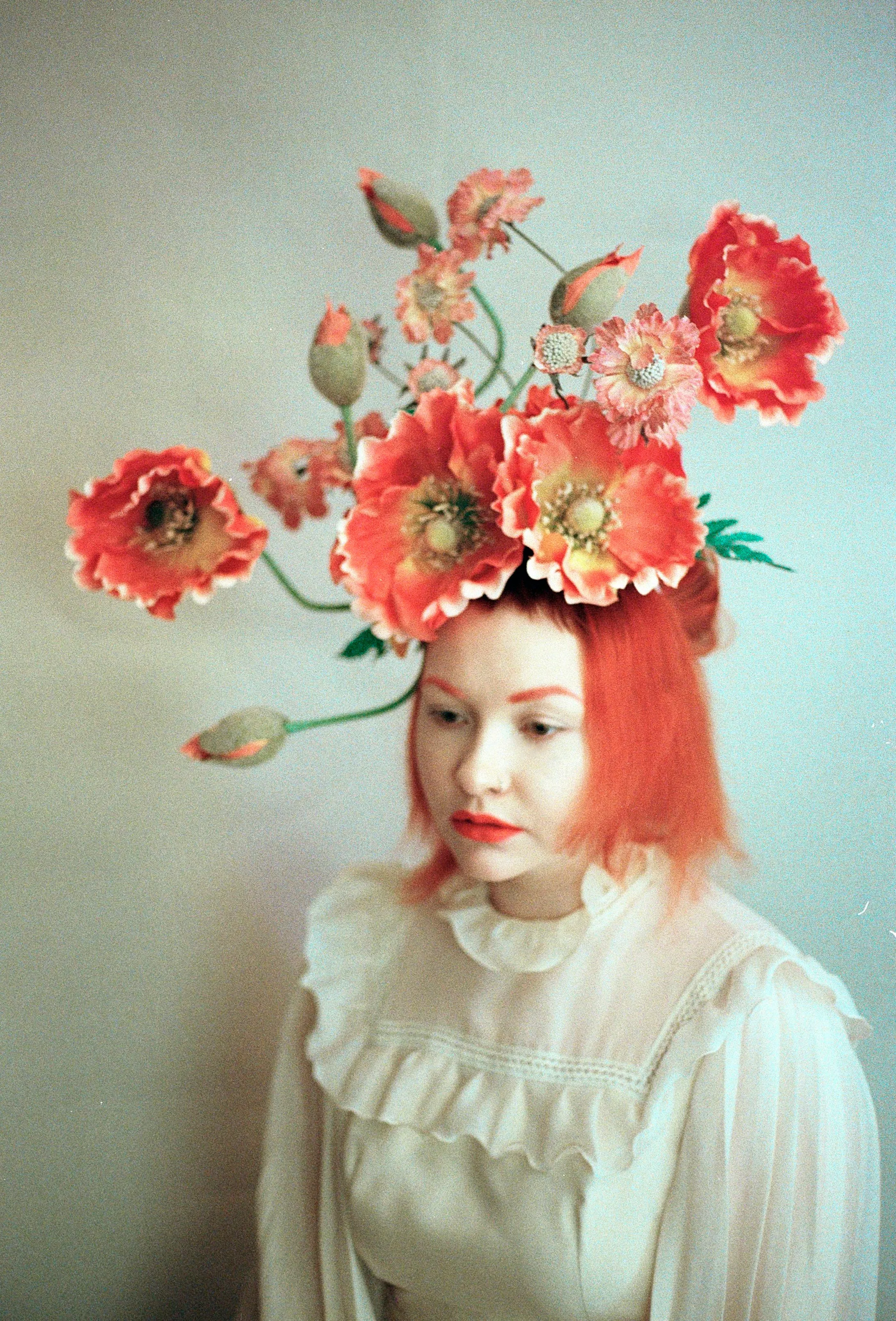 Flower Crown, Headdress, orange, Poppies,