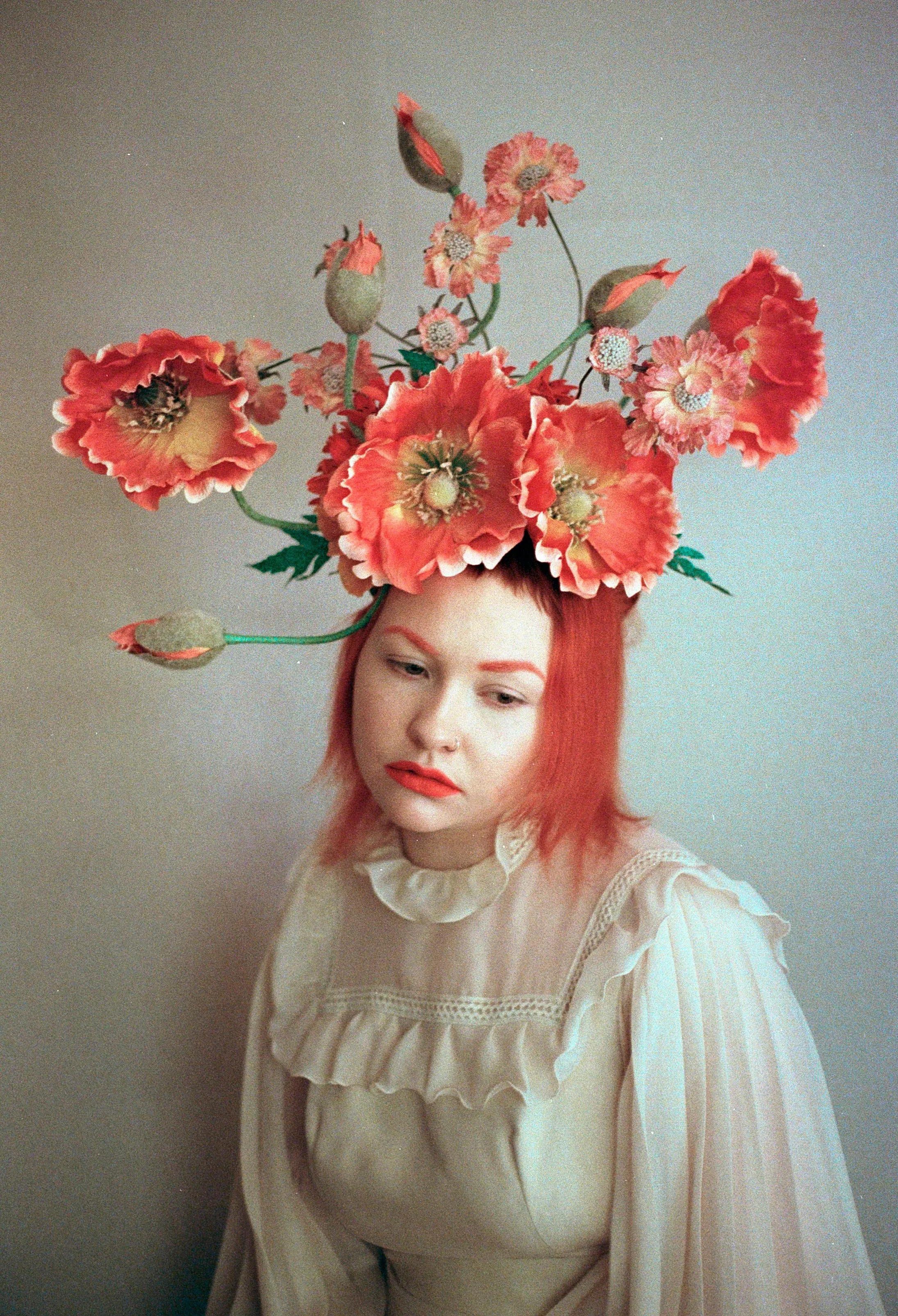 Flower Crown, Headdress, orange, Poppies,