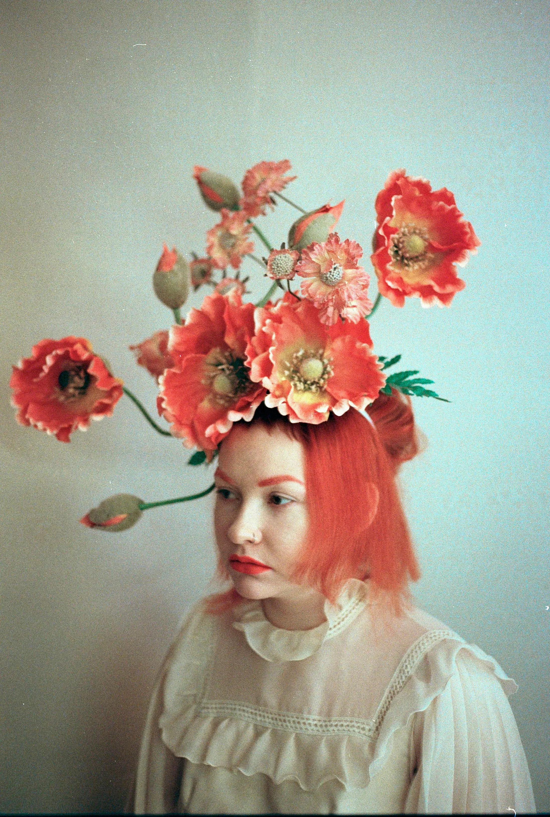Flower Crown, Headdress, orange, Poppies,