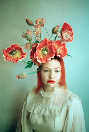 Flower Crown, Headdress, orange, Poppies,