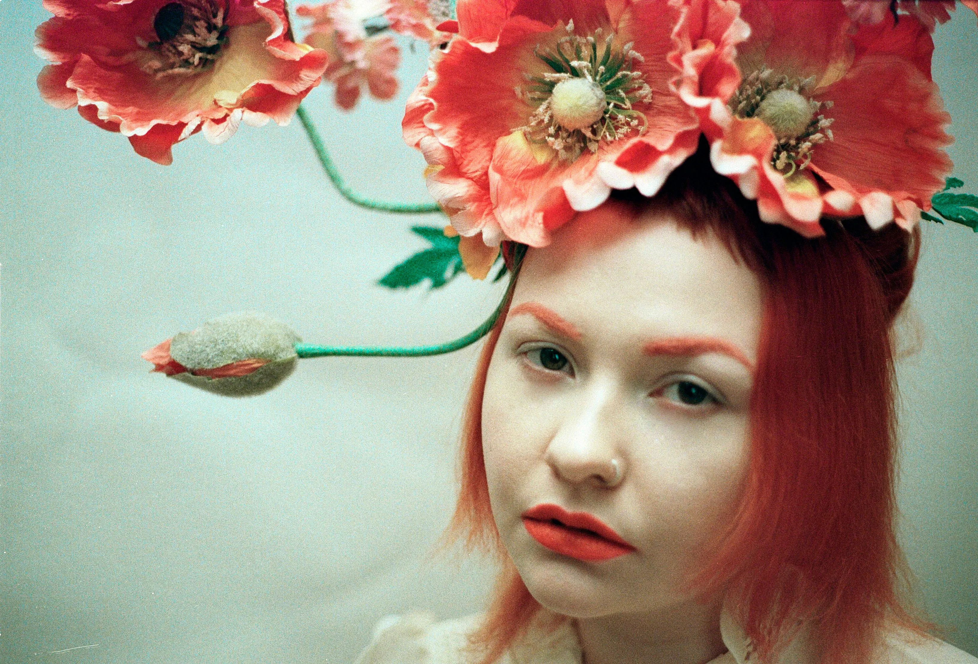 Flower Crown, Headdress, orange, Poppies,