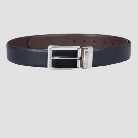 Formal Fish Leather Reversible Belt - Black