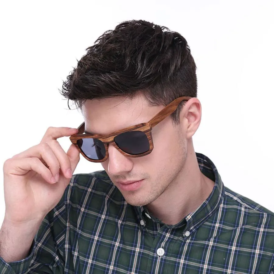 Full Frame Zebra Wood Sunglasses Polarized For Men Women (2 colors)