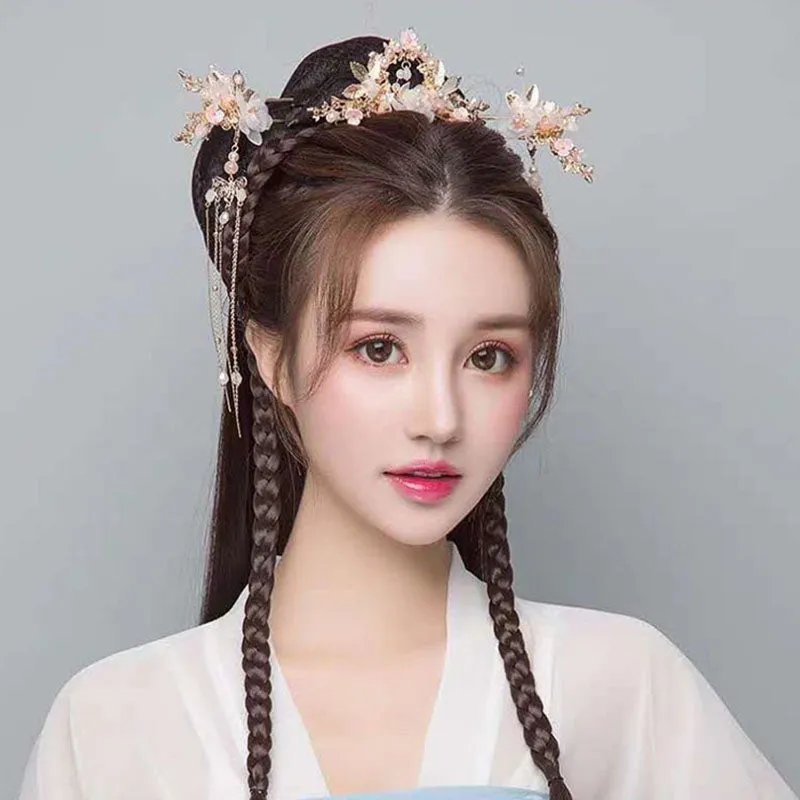 Girls Hanfu Dress Tassels Hairpins Hair Forks Sticks Hair Jewelry Sets