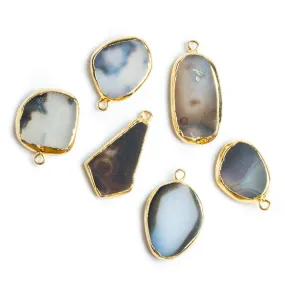 Gold Leafed Agate Focal Pendants - Lot of 6