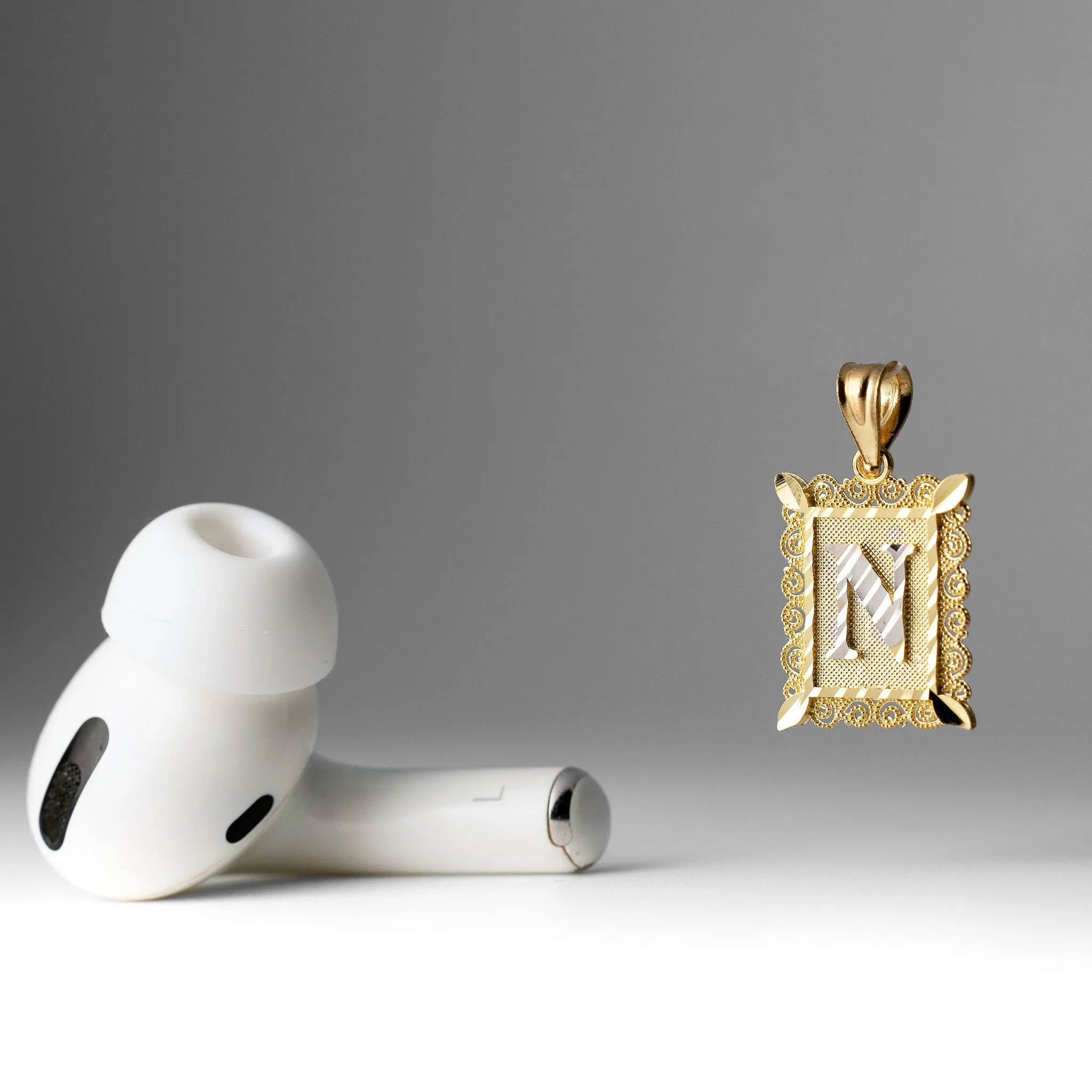 Gold Letter N Diamond Cut Pendants | A-Z Gold Pendants