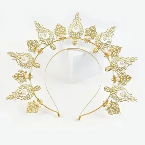 Gothic Goddess Spiked Halo Crown Festival Headdress Headband - Gold Style 2 ((SECONDS))