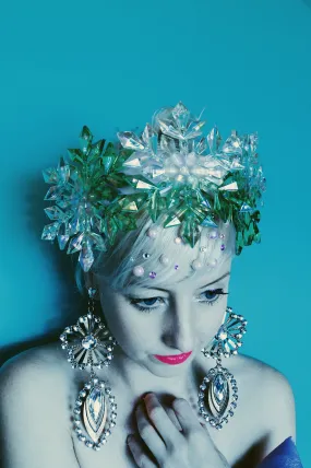 Green and iridescent snowflake headband / crown / aliceband