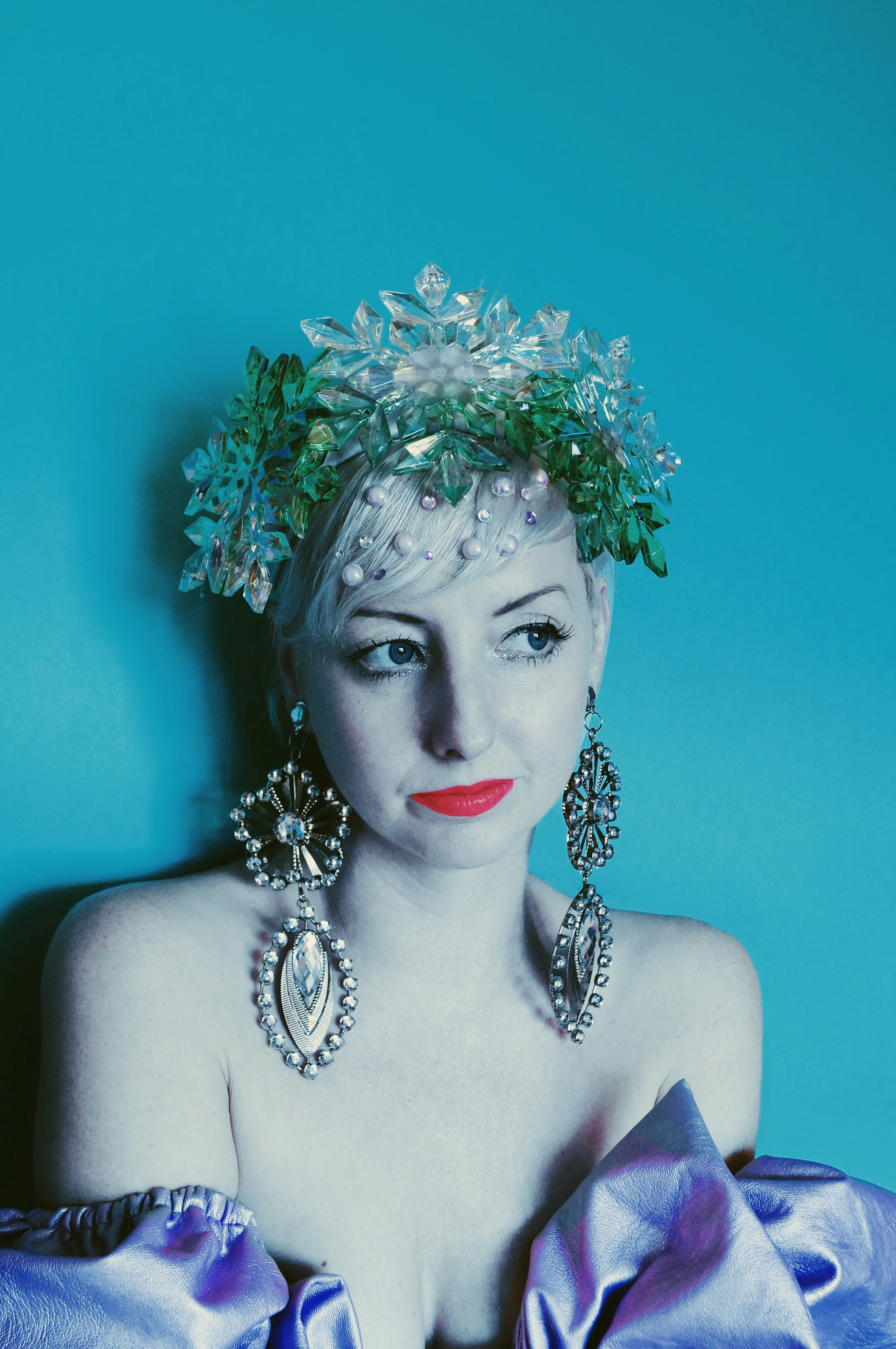 Green and iridescent snowflake headband / crown / aliceband