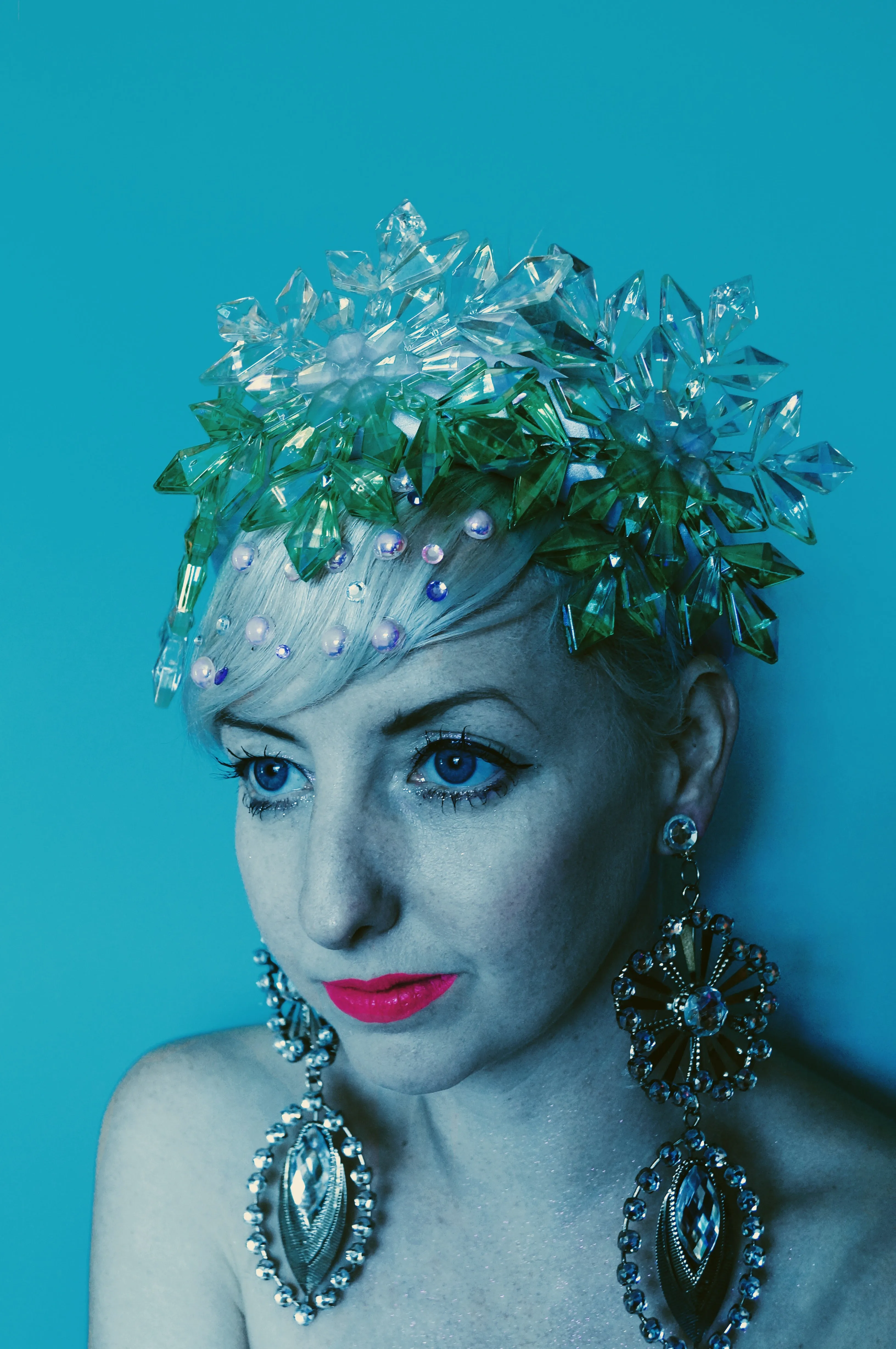 Green and iridescent snowflake headband / crown / aliceband