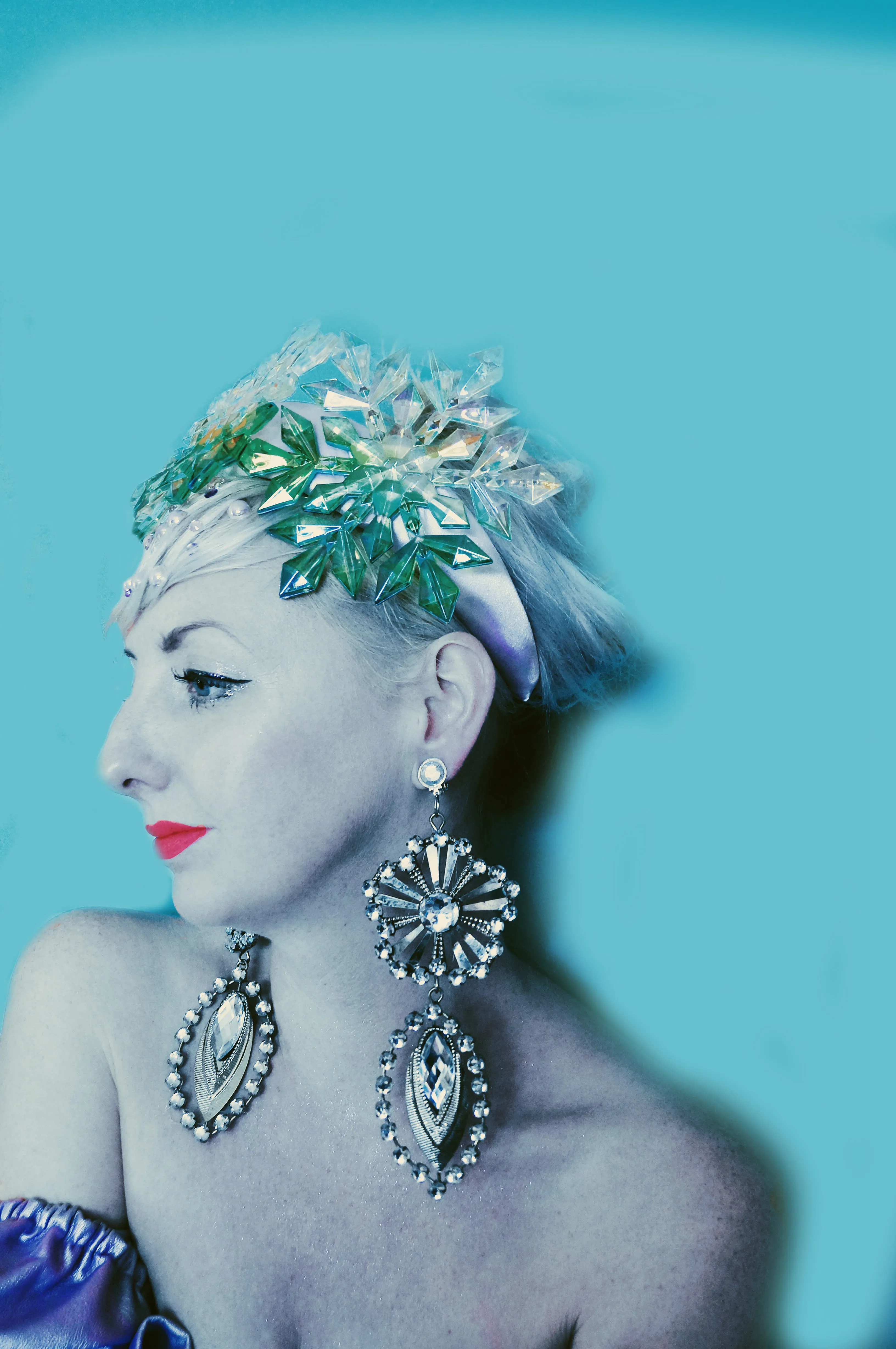 Green and iridescent snowflake headband / crown / aliceband