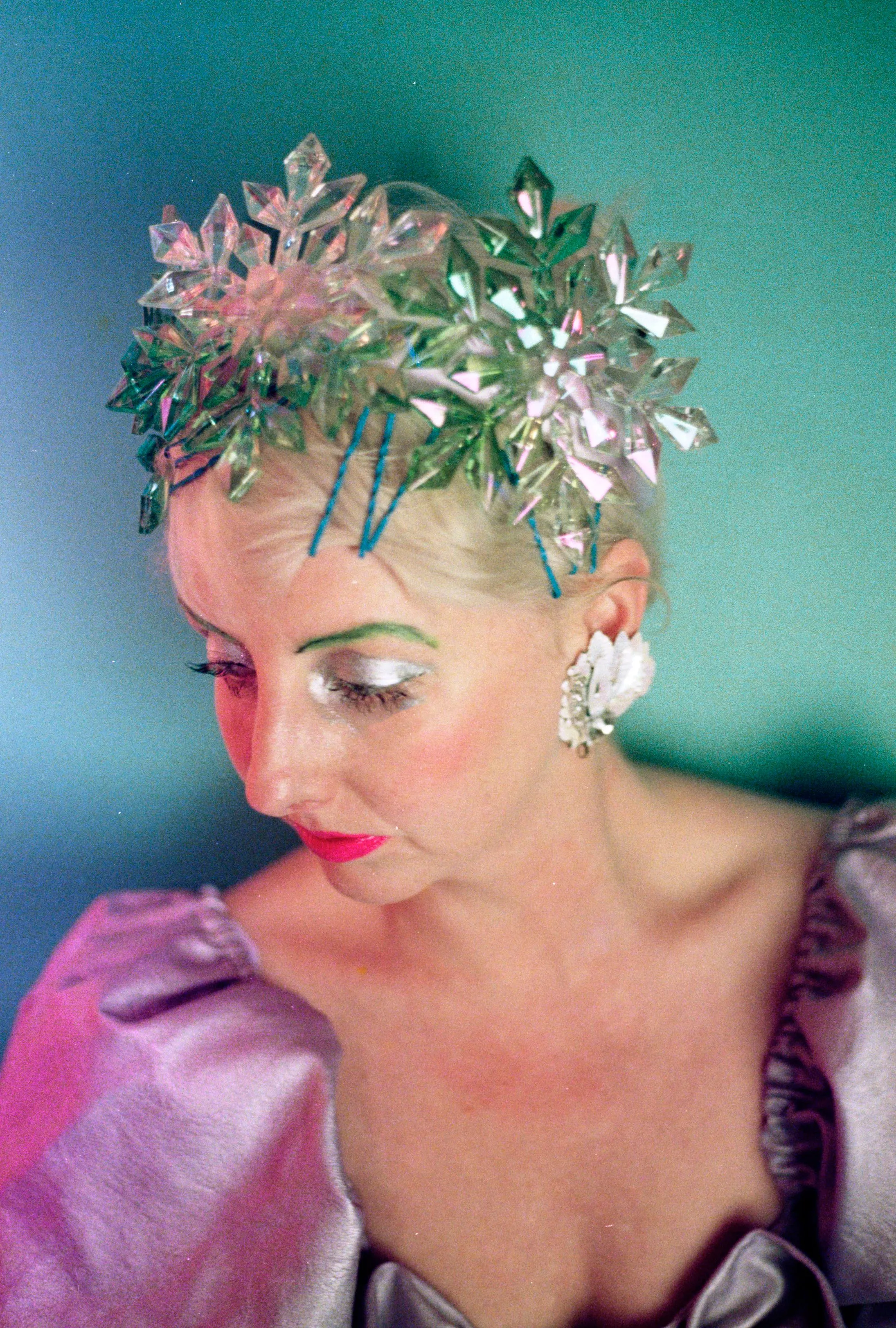 Green and iridescent snowflake headband / crown / aliceband