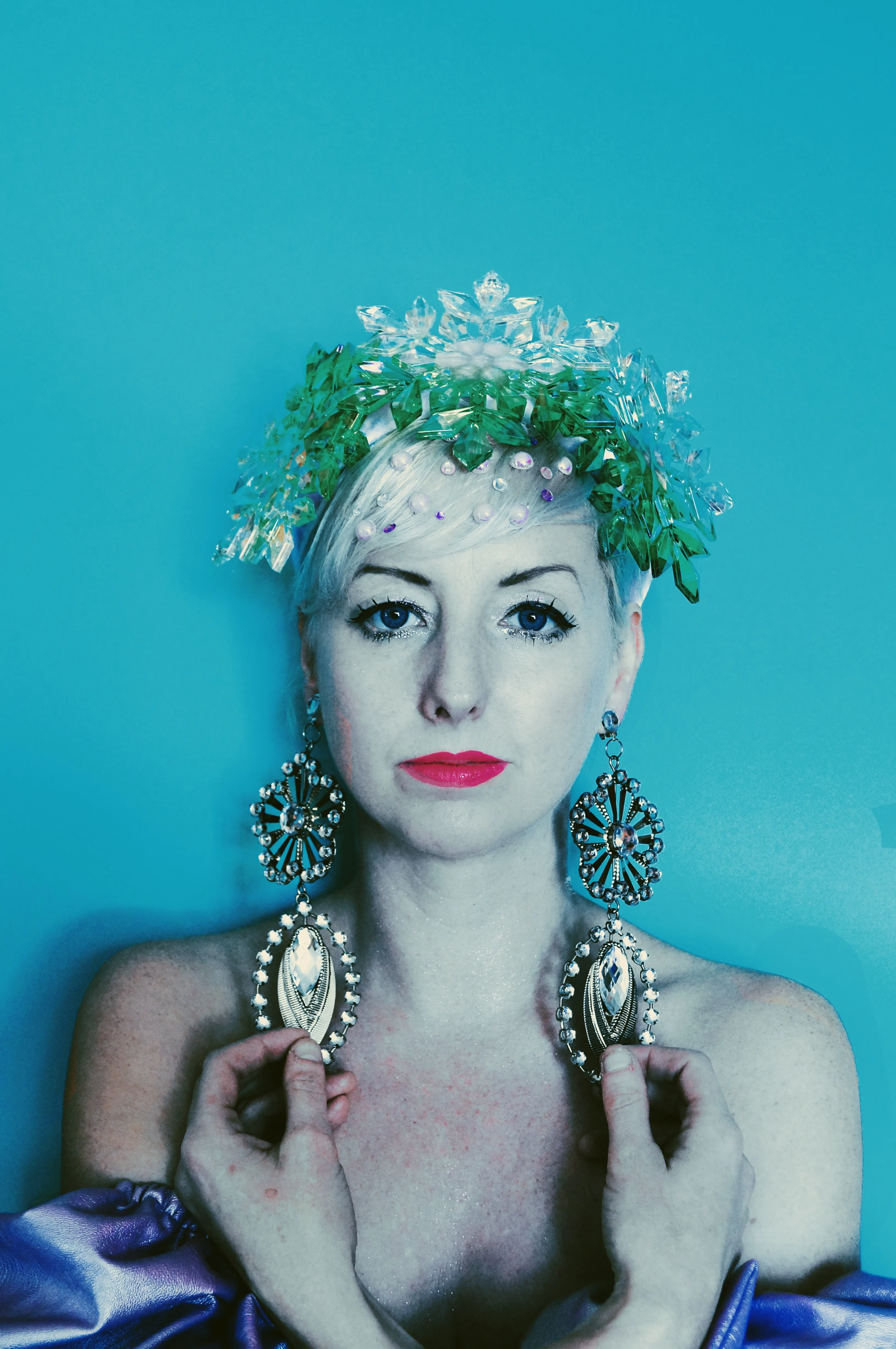 Green and iridescent snowflake headband / crown / aliceband