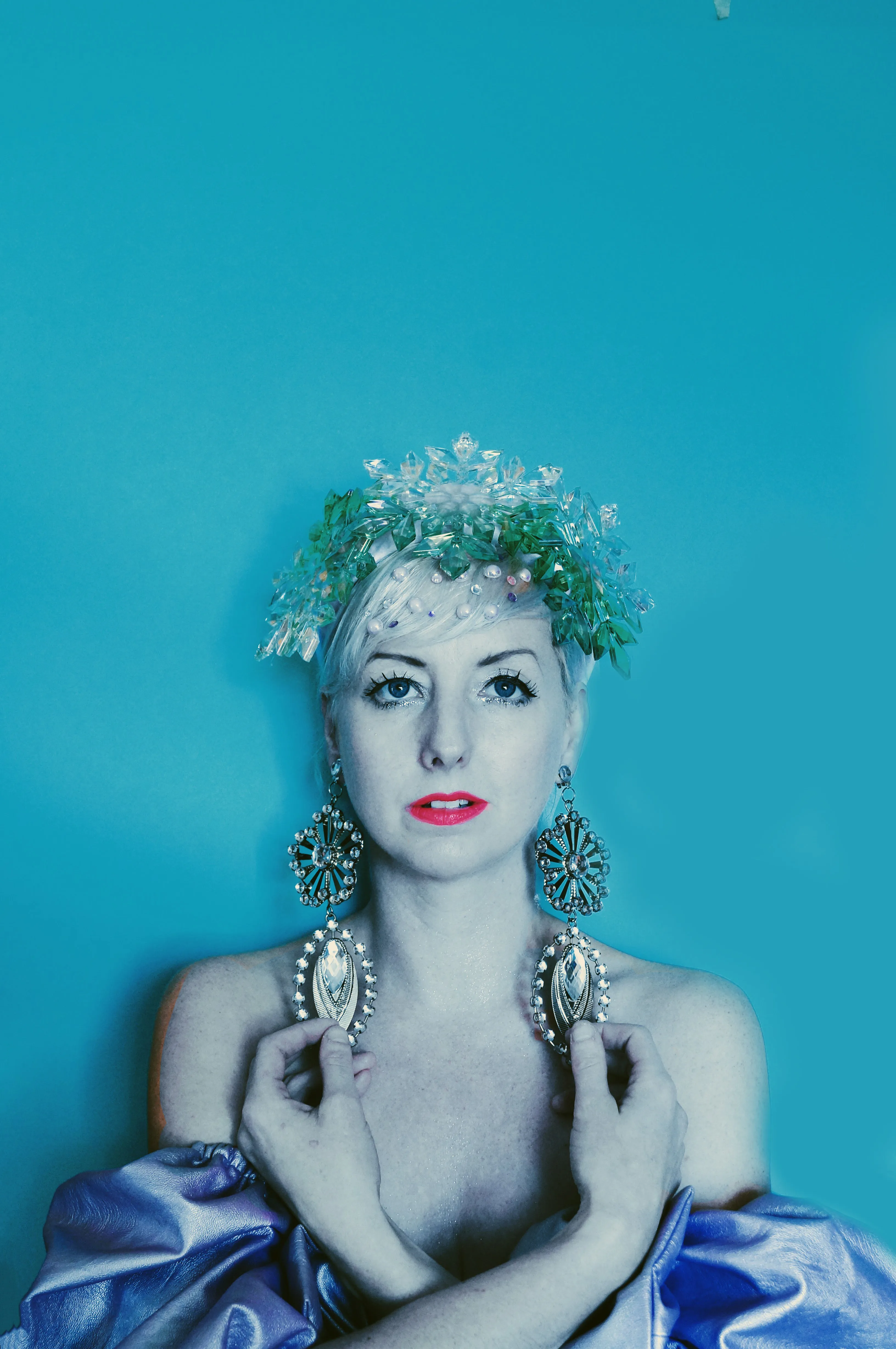 Green and iridescent snowflake headband / crown / aliceband