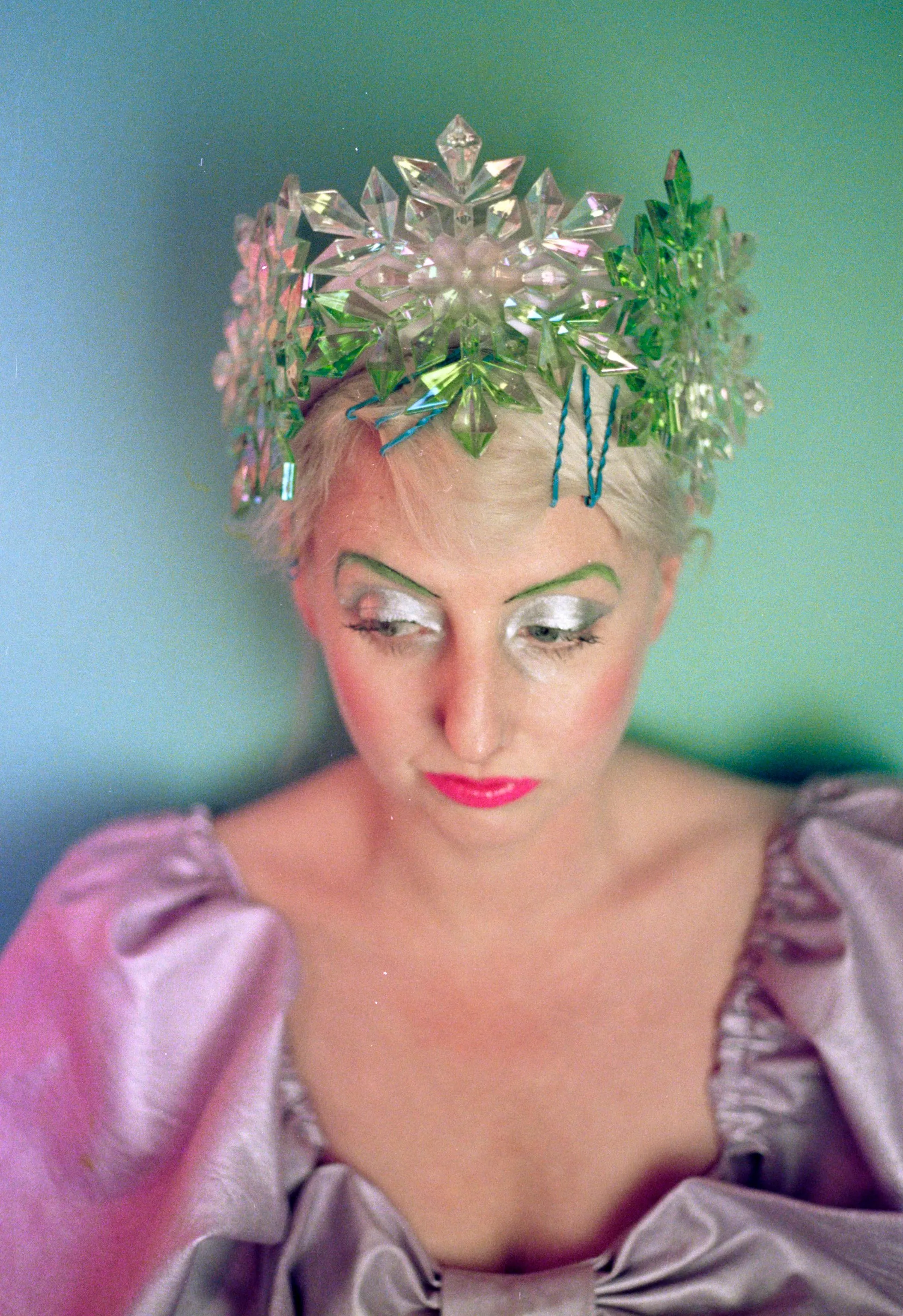Green and iridescent snowflake headband / crown / aliceband