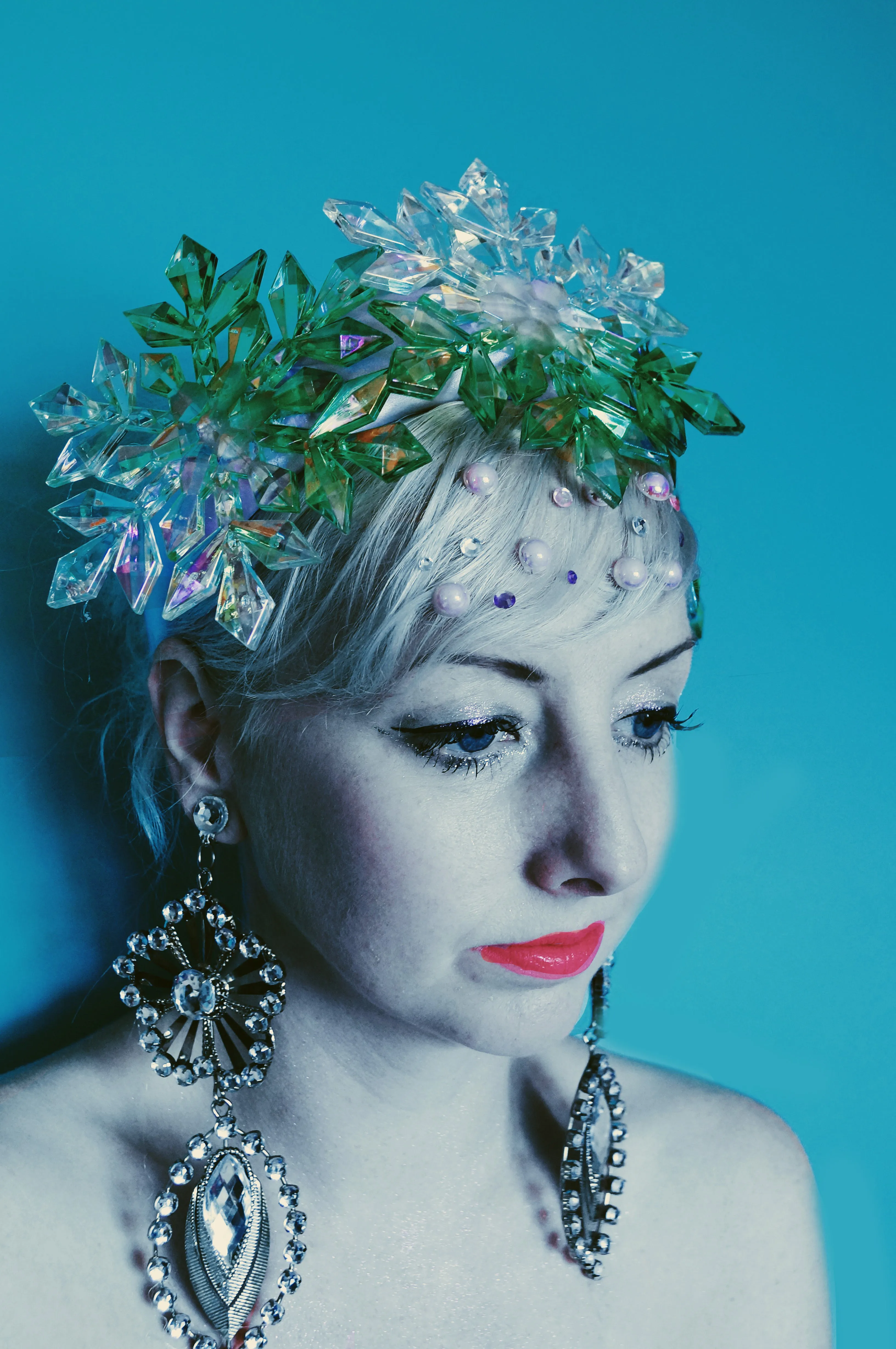 Green and iridescent snowflake headband / crown / aliceband