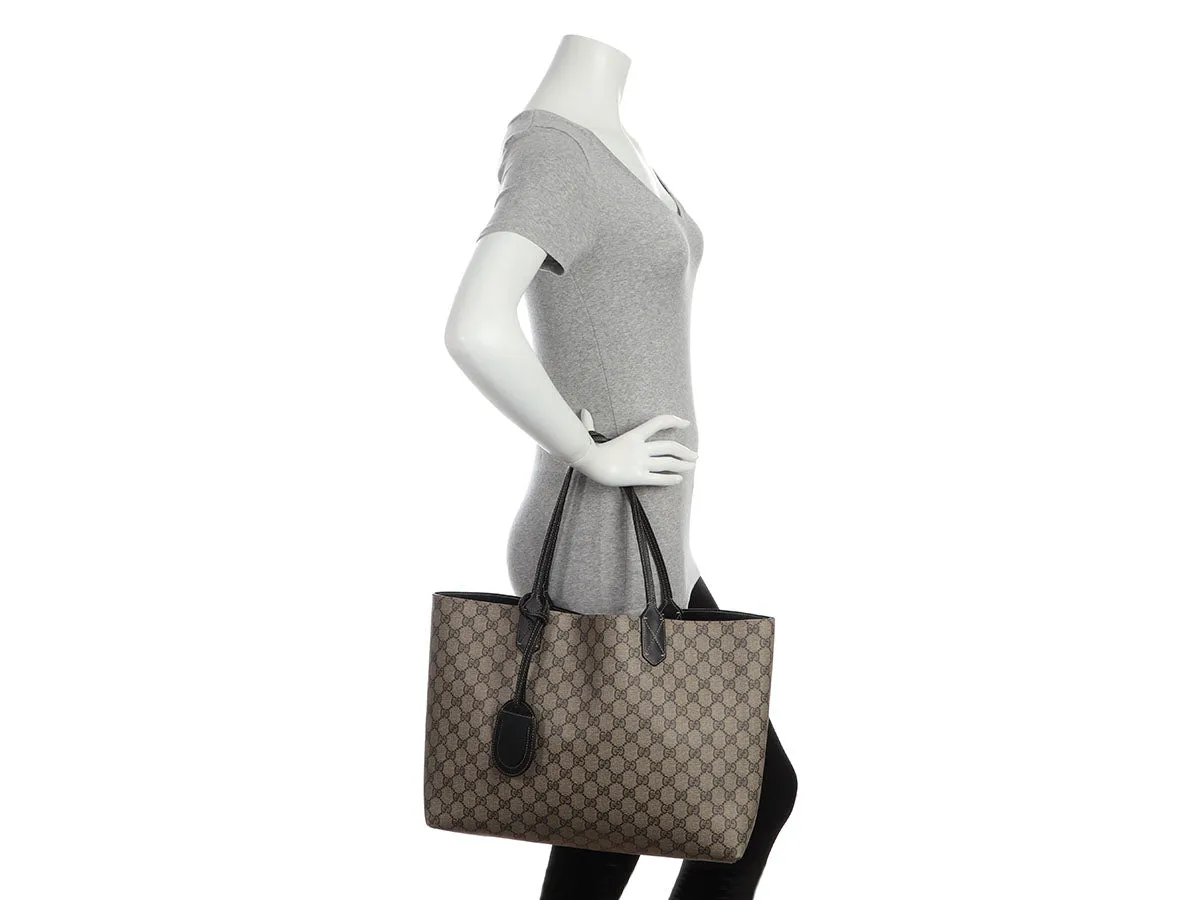 Gucci Large Black GG Supreme Monogram Reversible Tote