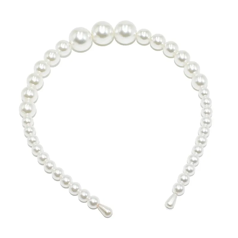 Handmade Beaded Oversized Pearl Headband For  Adult Hair Accessories Bright Pearl Headband