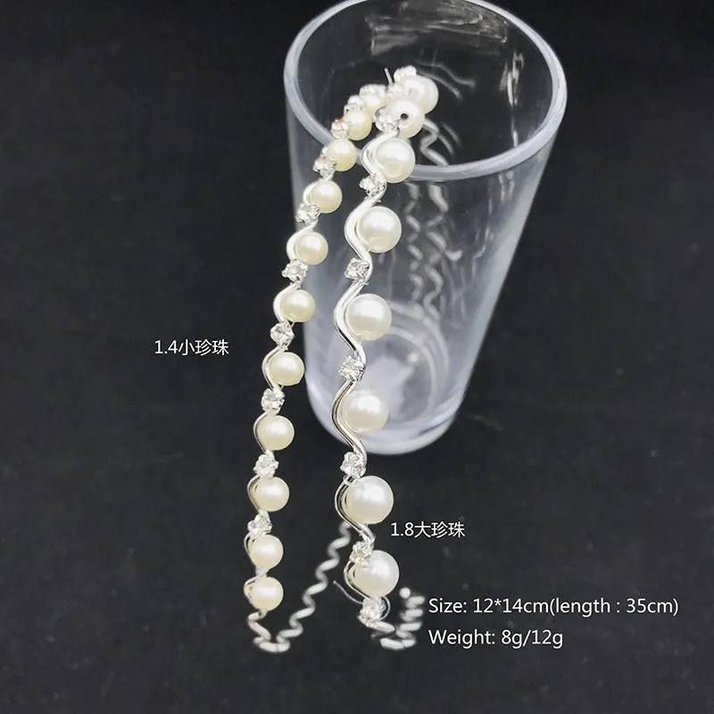 Handmade Beaded Oversized Pearl Headband For  Adult Hair Accessories Bright Pearl Headband