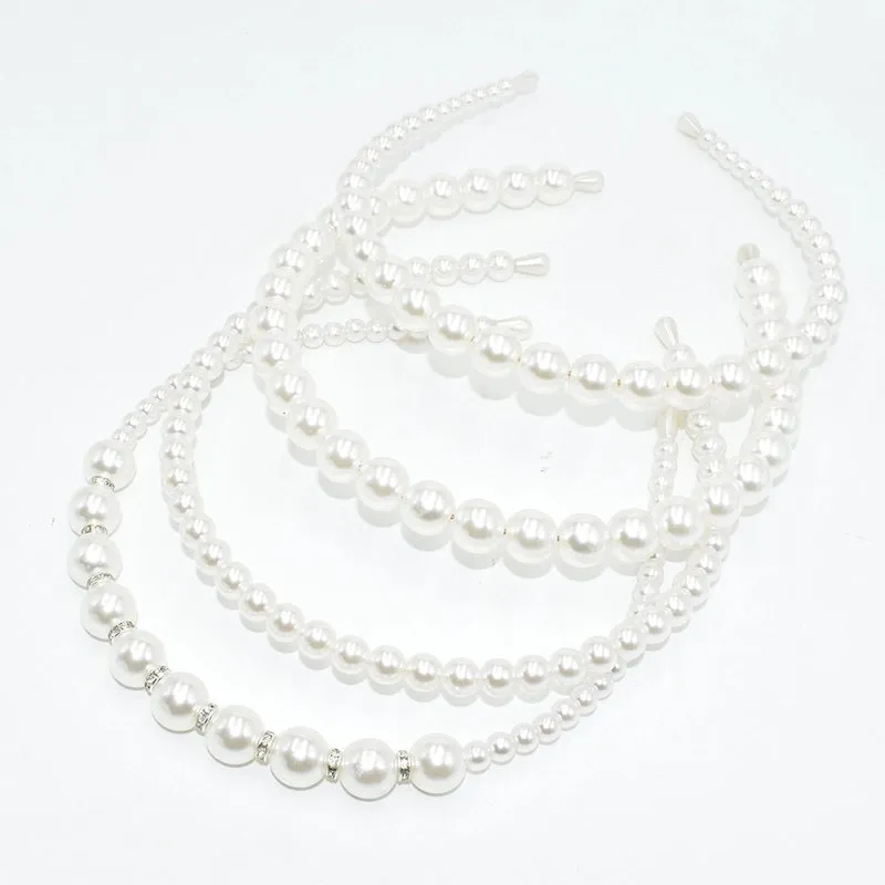 Handmade Beaded Oversized Pearl Headband For  Adult Hair Accessories Bright Pearl Headband