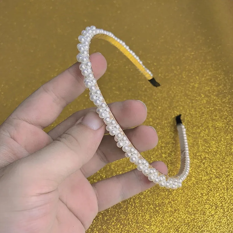 Handmade Beaded Oversized Pearl Headband For  Adult Hair Accessories Bright Pearl Headband