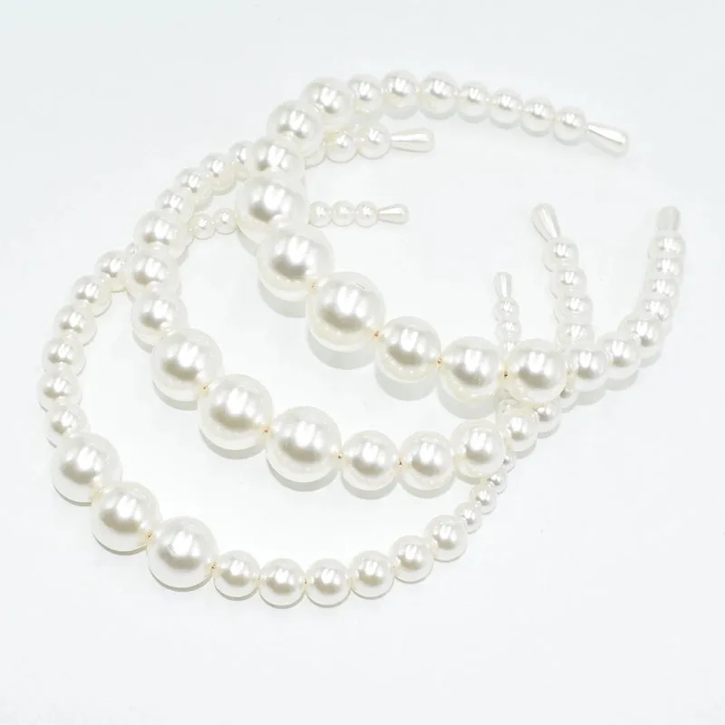 Handmade Beaded Oversized Pearl Headband For  Adult Hair Accessories Bright Pearl Headband